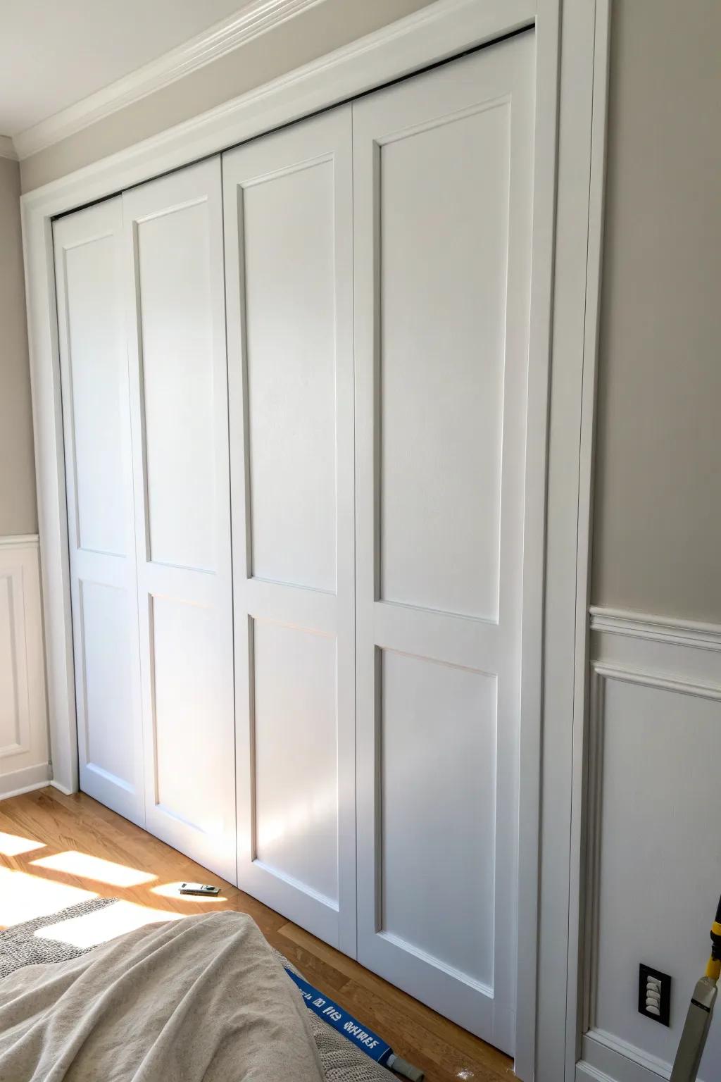 DIY Shaker trim panels: simple rectangles that instantly upgrade plain closet doors