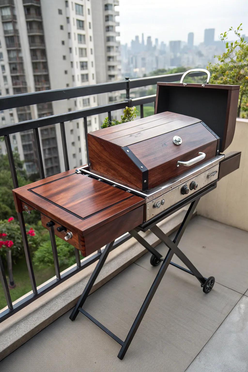 Elevate your grilling game with this stylish foldable grill table, perfect for compact spaces.