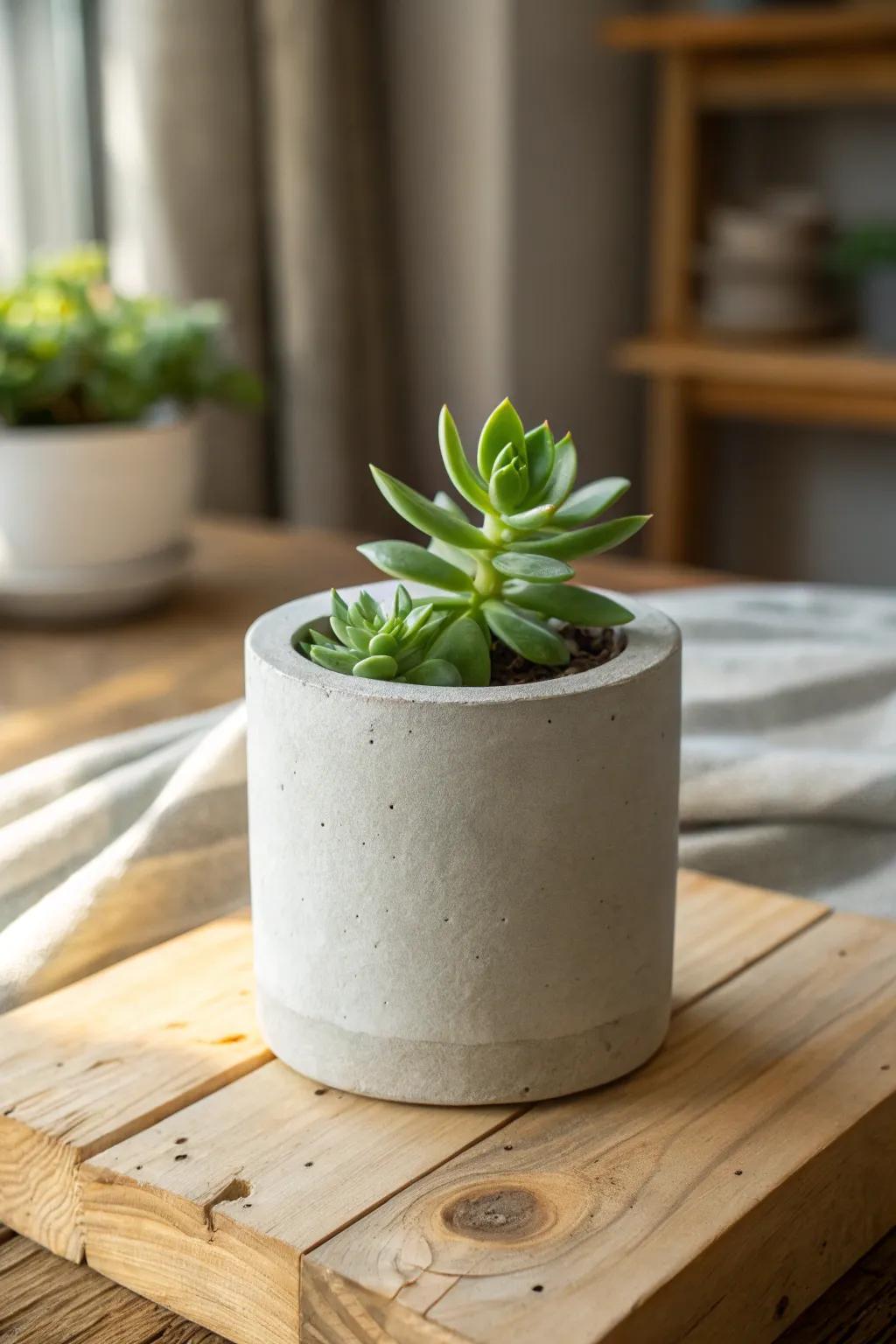 Embrace the minimalist charm with a DIY concrete planter, where simplicity meets natural beauty.