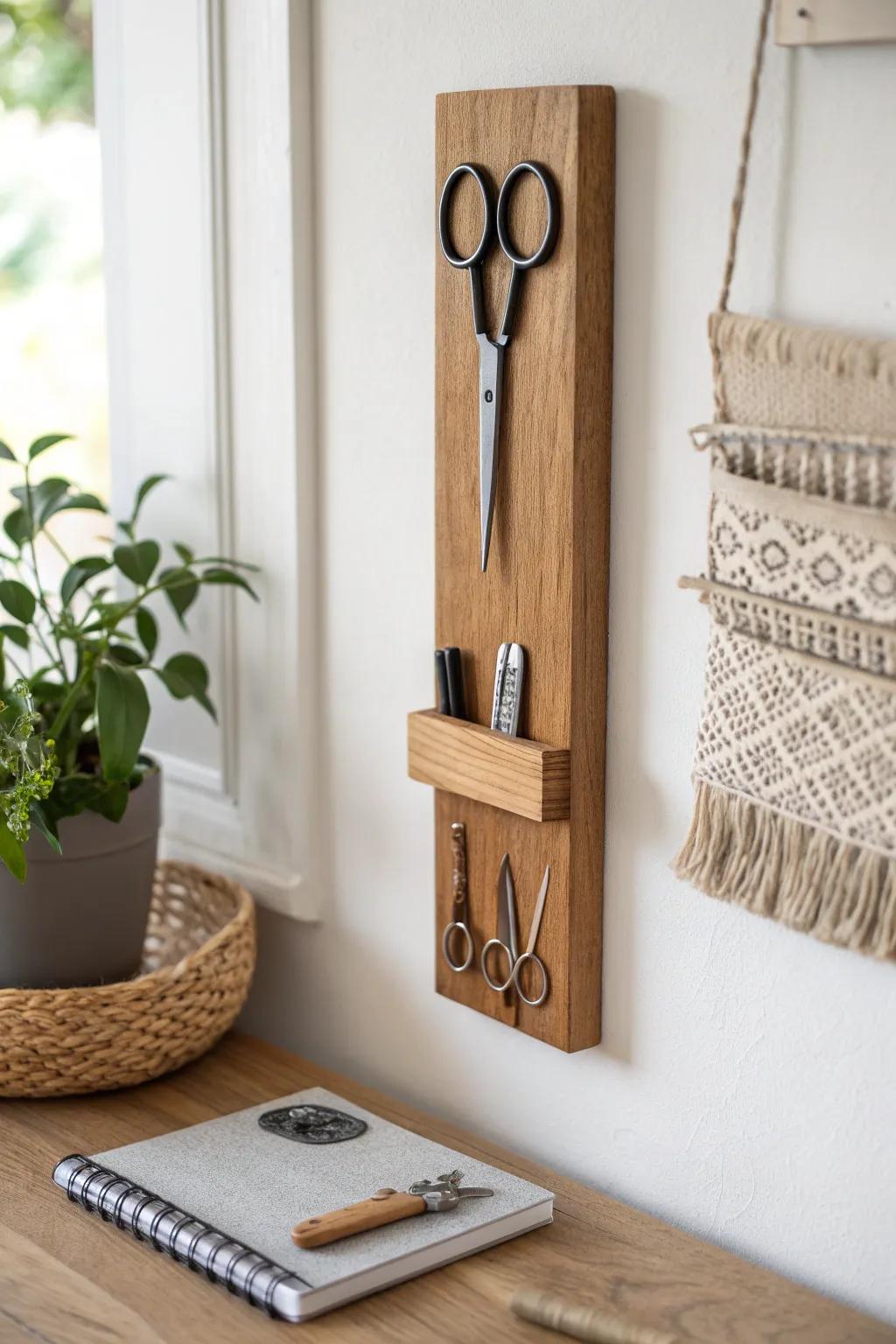 Quick-grab DIY tool storage: a sleek magnetic strip that keeps essentials visible and tidy.