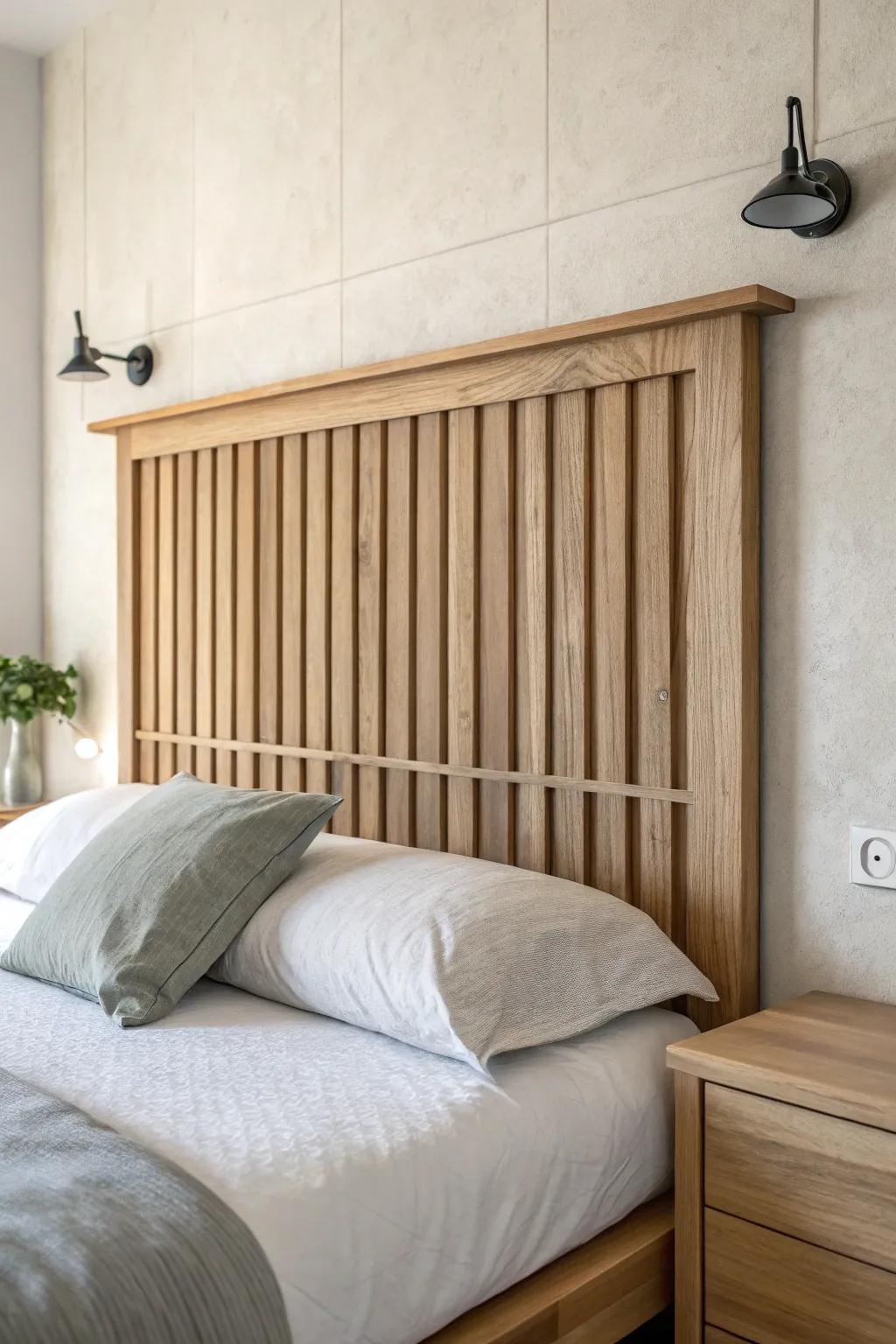 Wall-mounted headboard adds a sleek built-in look while keeping your floating bed airy.