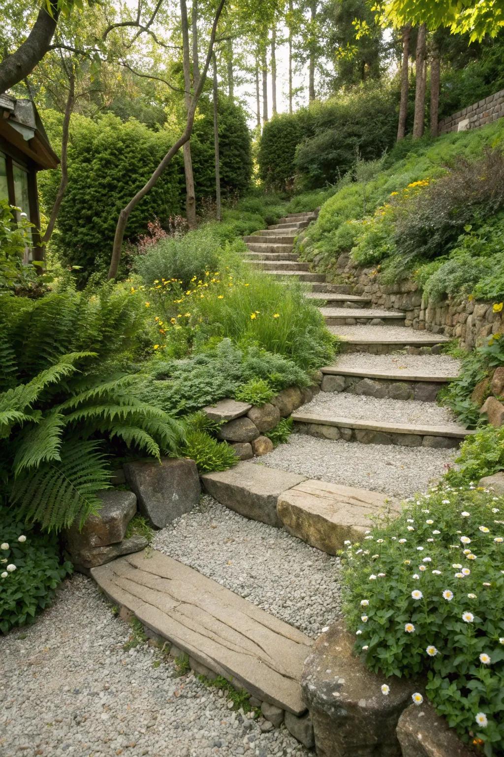 Step into tranquility with this enchanting garden pathway, a perfect blend of minimalism and natural beauty.