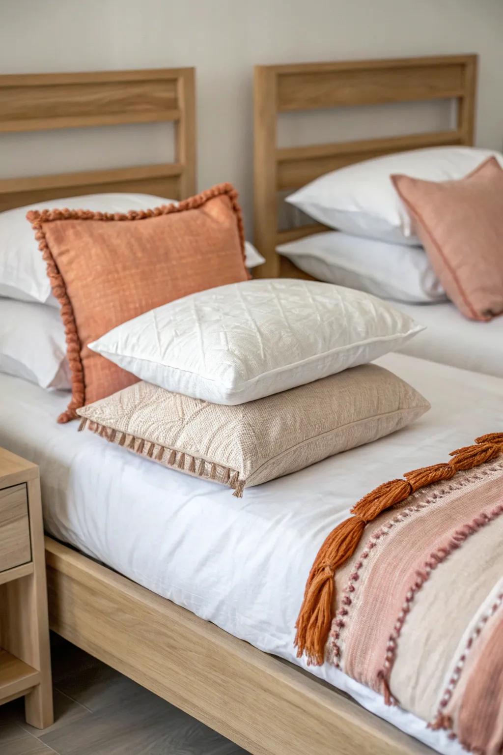 Match the beds, let the pillows tell each girl’s story—cohesive, calm, and personal.