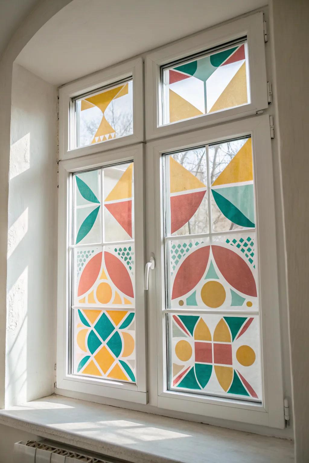 Transform your space with geometric glam: a modern twist on glass window art.