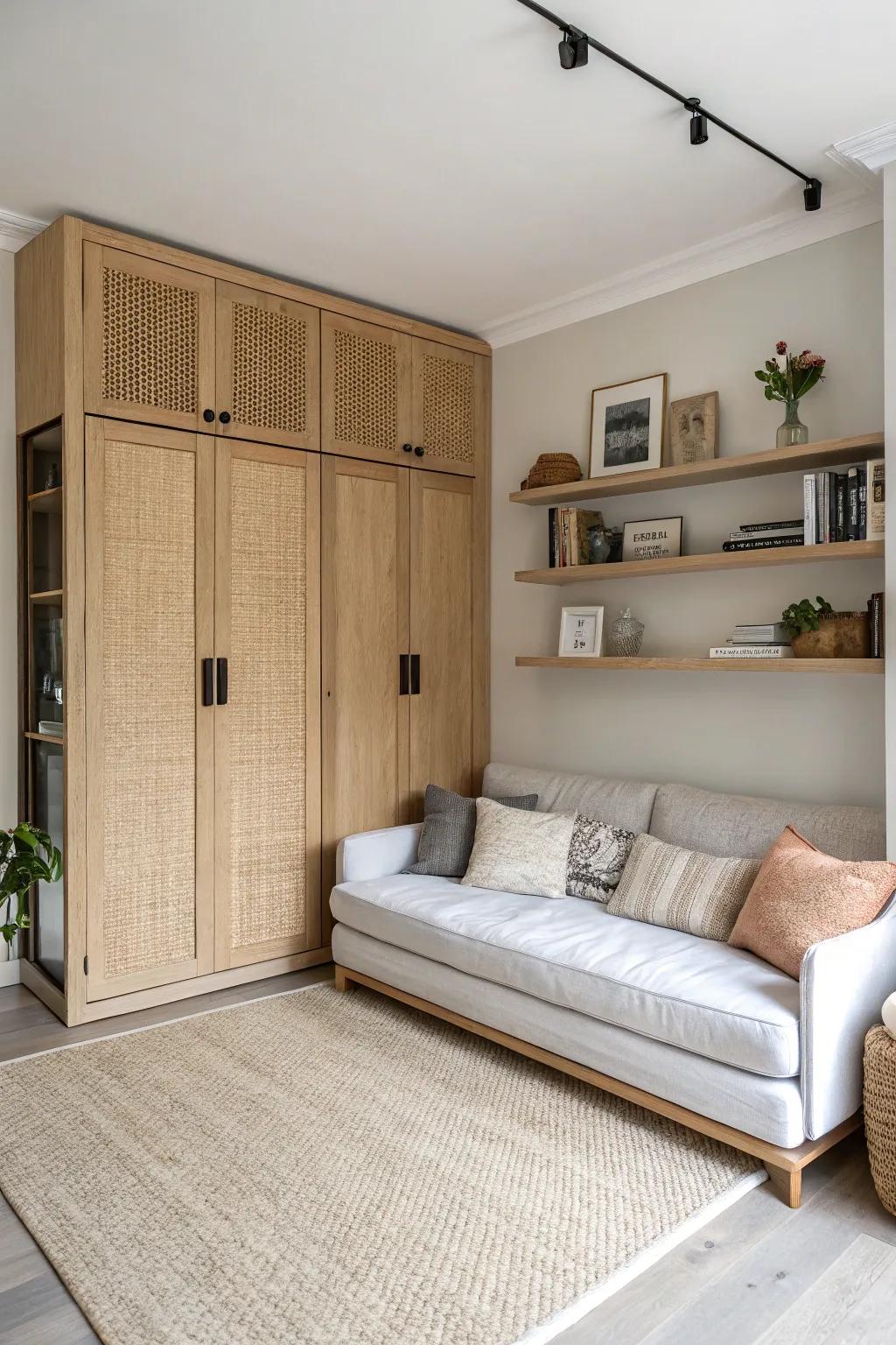 Lounge by day, sleep by night: a sofa-front wall bed that disappears into the wall.