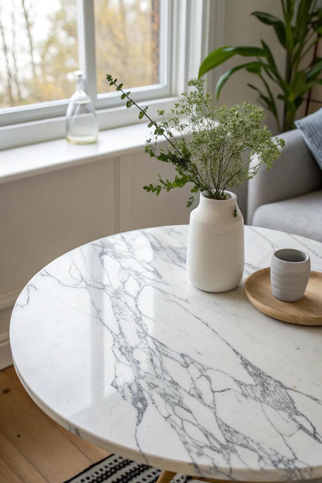 Transform your space with the elegance of a marble-effect lazy Susan—simple yet stunning!
