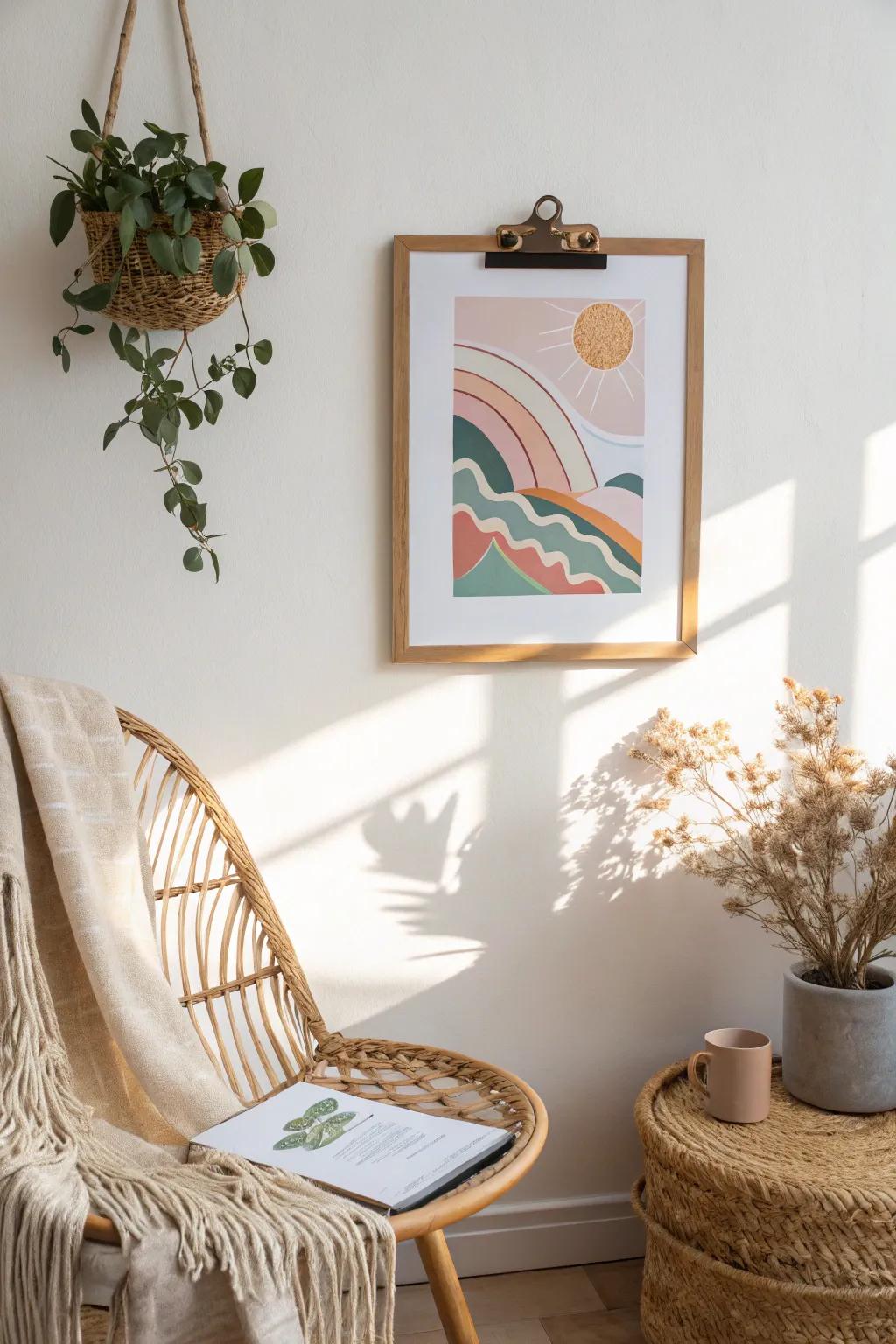 Transform your space with a personal touch: a minimalist clipboard art gallery.