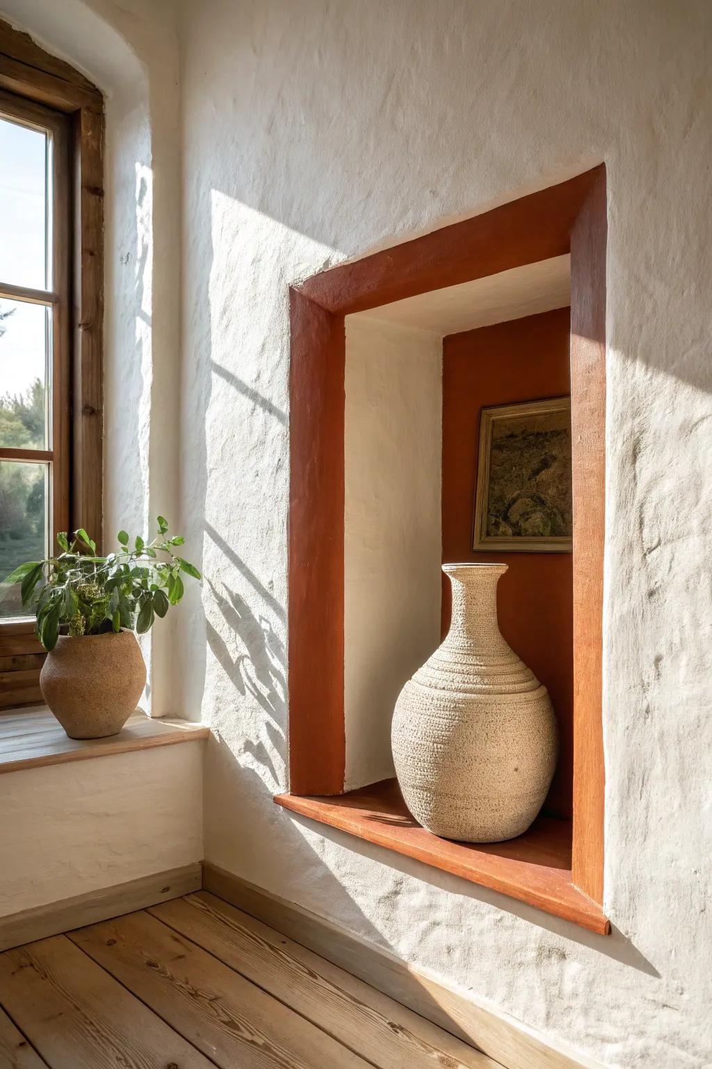 Paint the niche back a shade deeper for instant architectural depth—no extra decor needed.