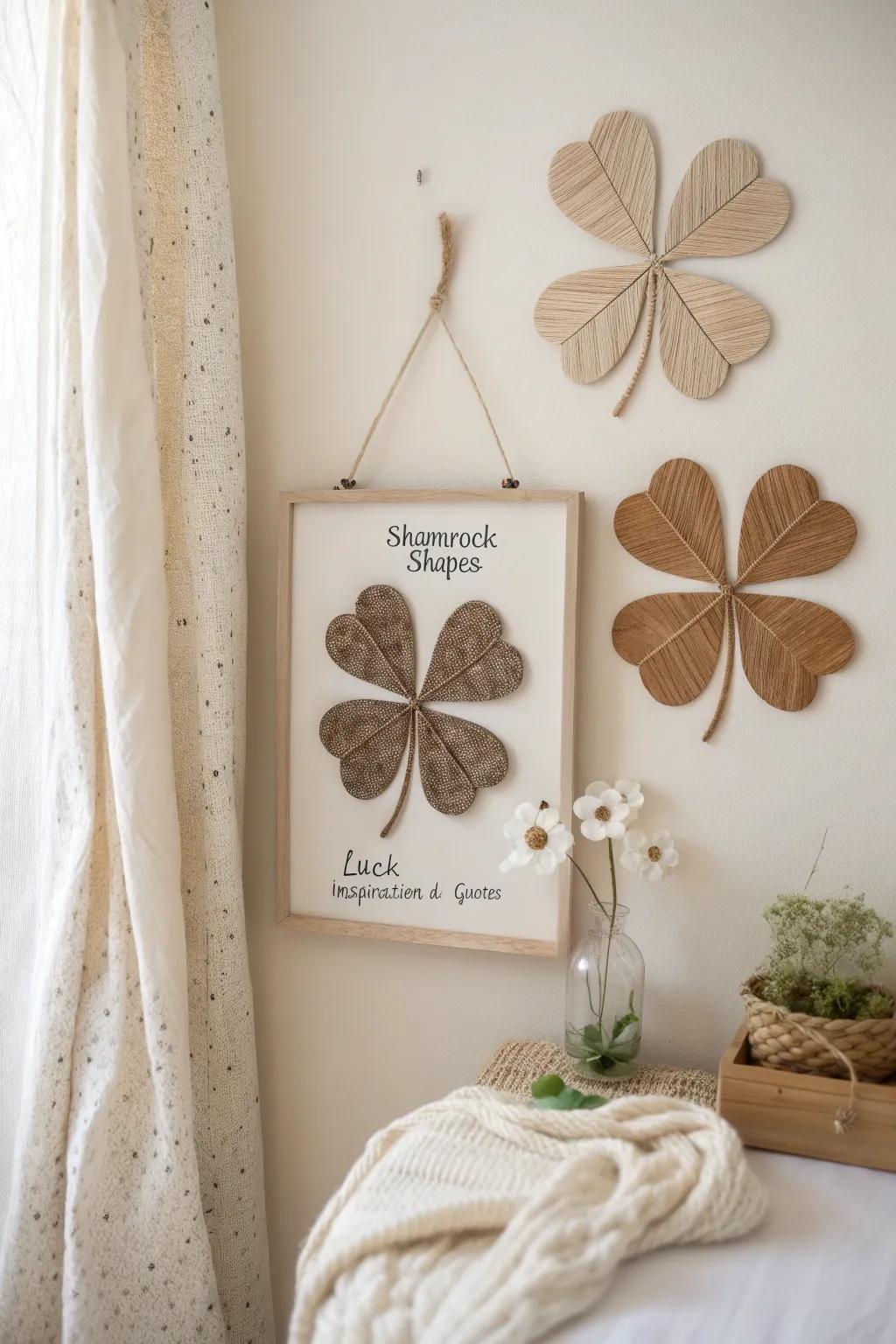 Add a touch of luck and love to your home with this beautifully crafted shamrock wall art.
