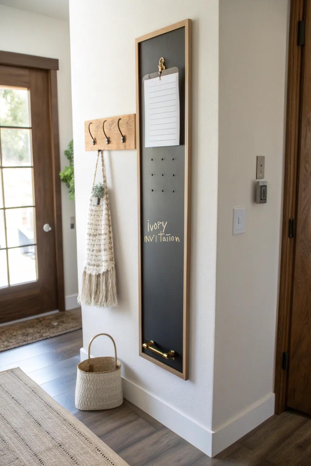 A slim magnetic wall drop zone keeps keys and mail organized—no bulky entry table needed.