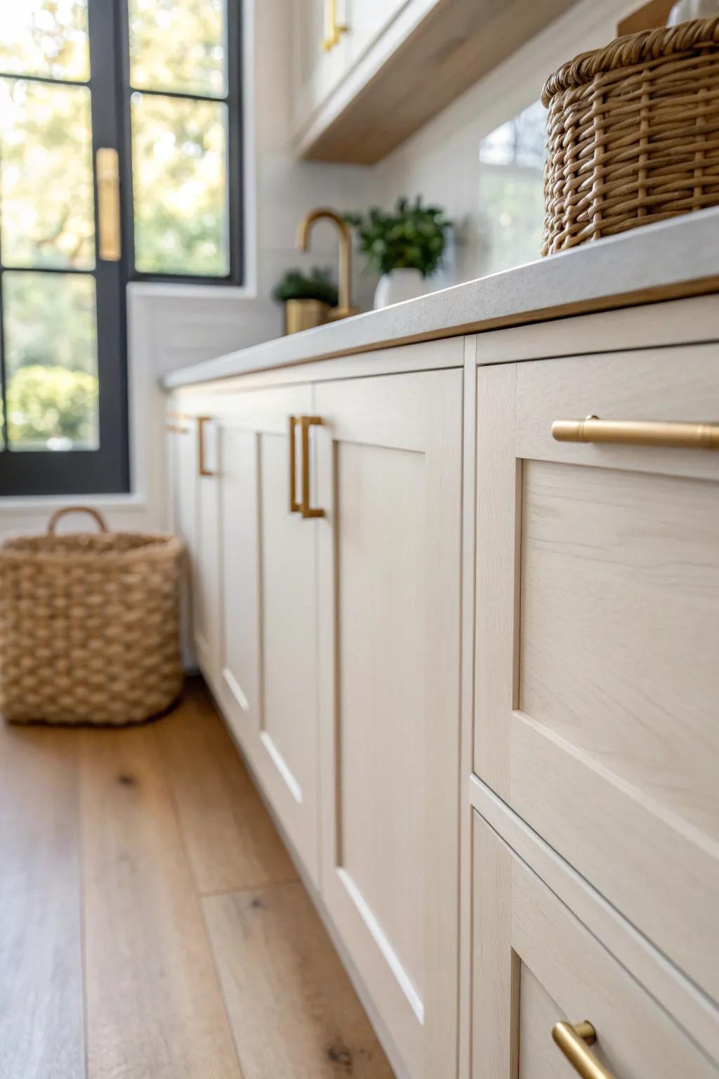 Flat-front cabinet doors create a seamless look that instantly makes small kitchens feel bigger.