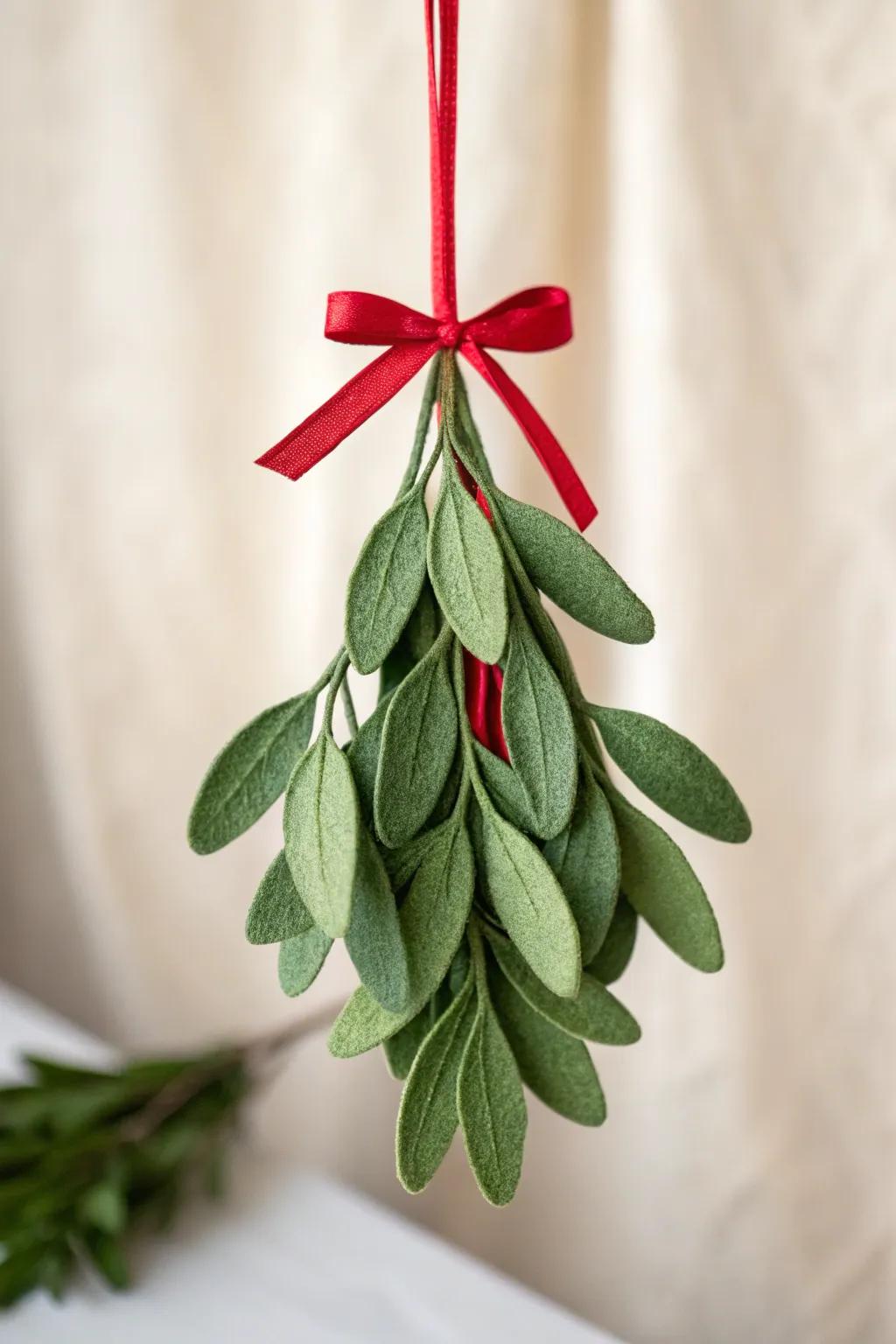 Embrace the charm of simplicity with this handcrafted mistletoe ornament, blending minimalist elegance with a touch of bohemian spirit.