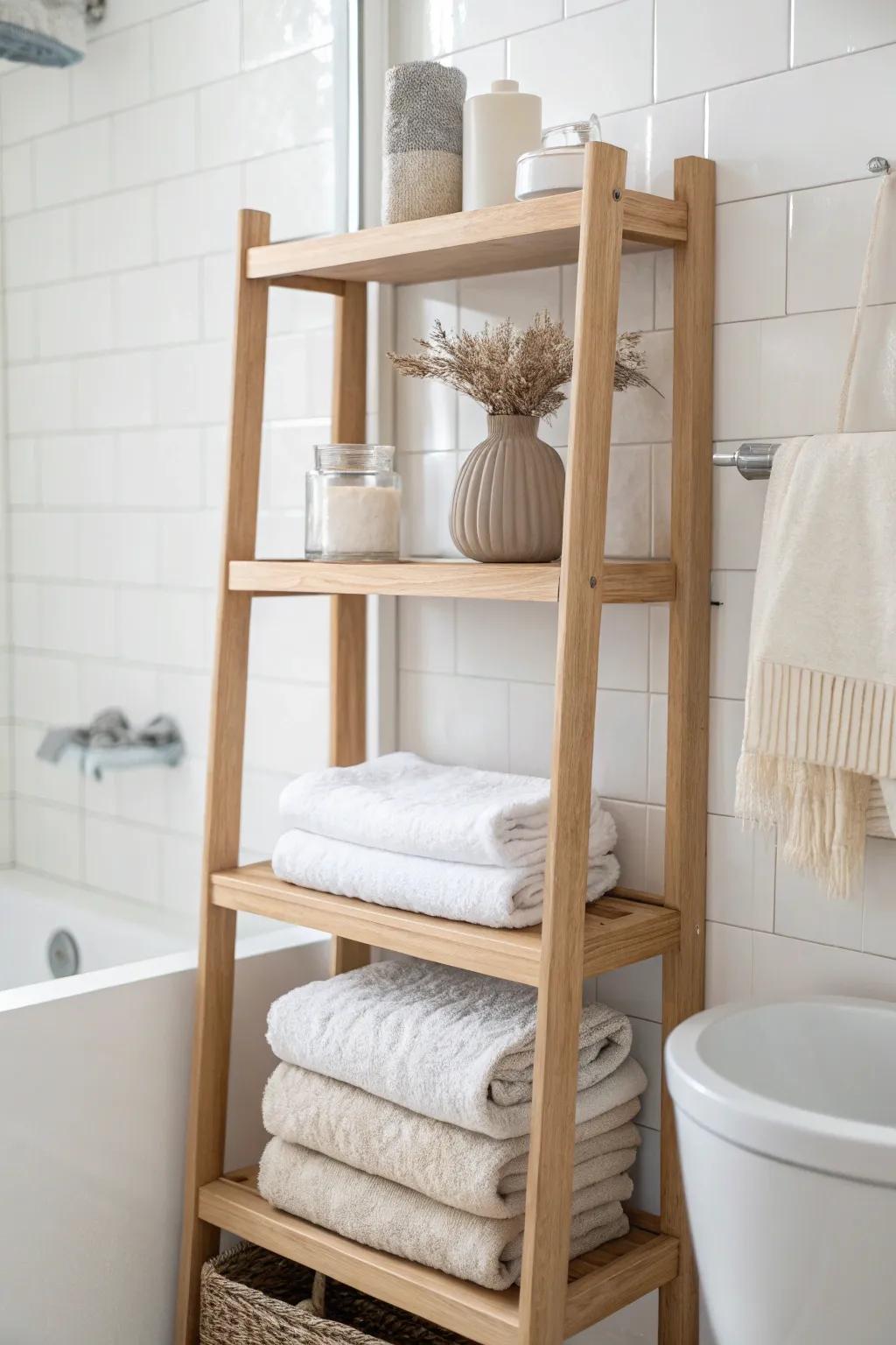 Turn the space above your toilet into spa-like towel storage with sleek, minimalist shelves.