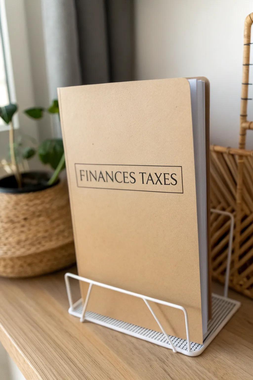 Big, consistent labels like “Finances / Taxes” make filing effortless—and misfiles disappear.