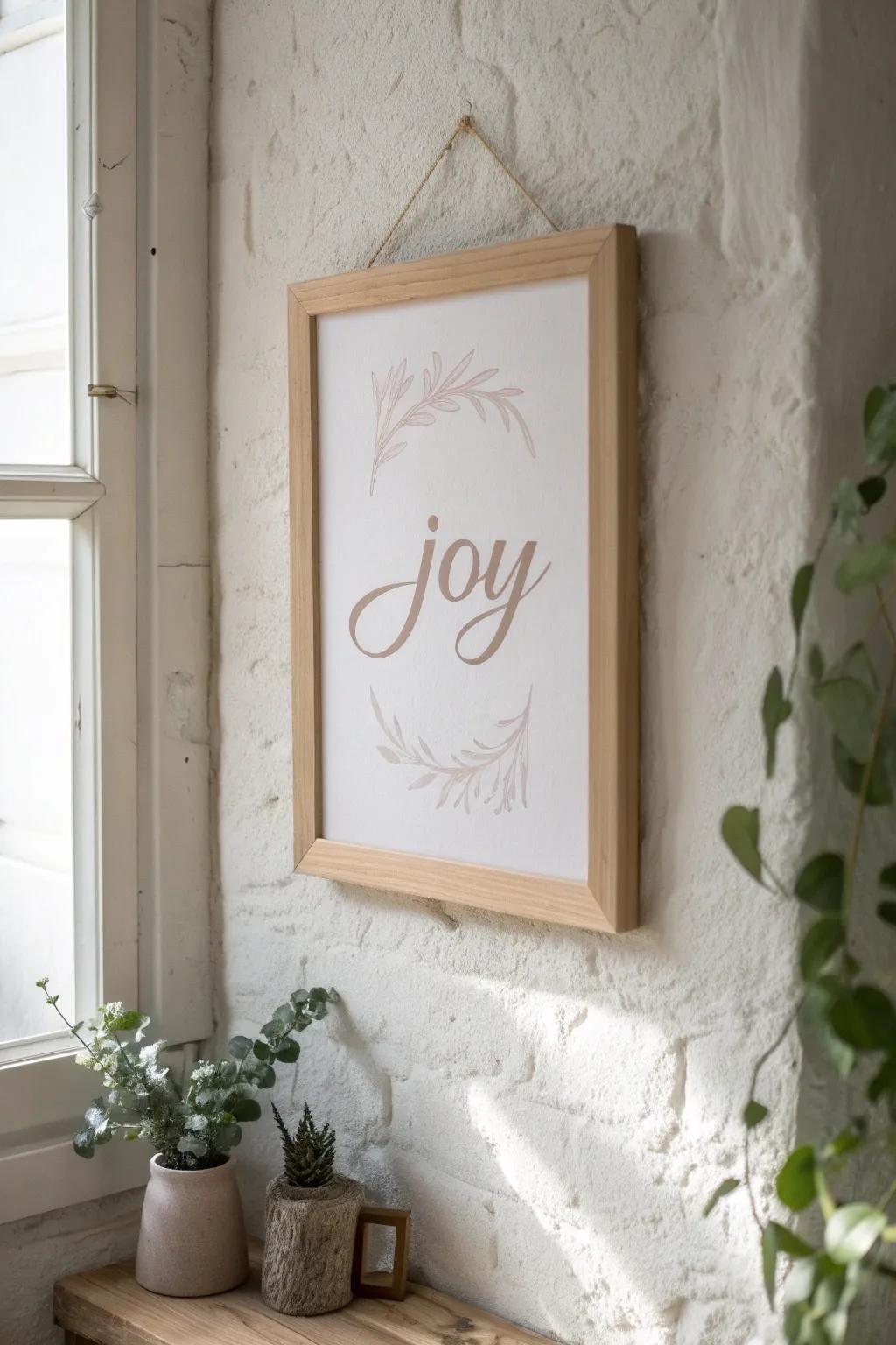 Embrace the simple beauty of 'Joy' and let it illuminate your space.