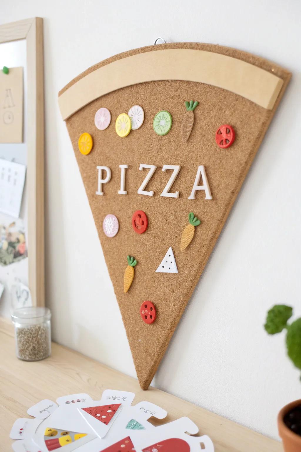 Craft your dreams with a sprinkle of creativity on our interactive pizza bulletin board!