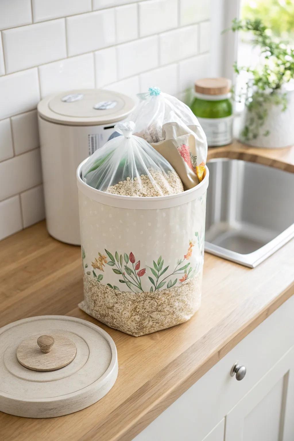 Elevate your kitchen storage with this chic oatmeal container hack – a perfect blend of minimalism and boho charm!