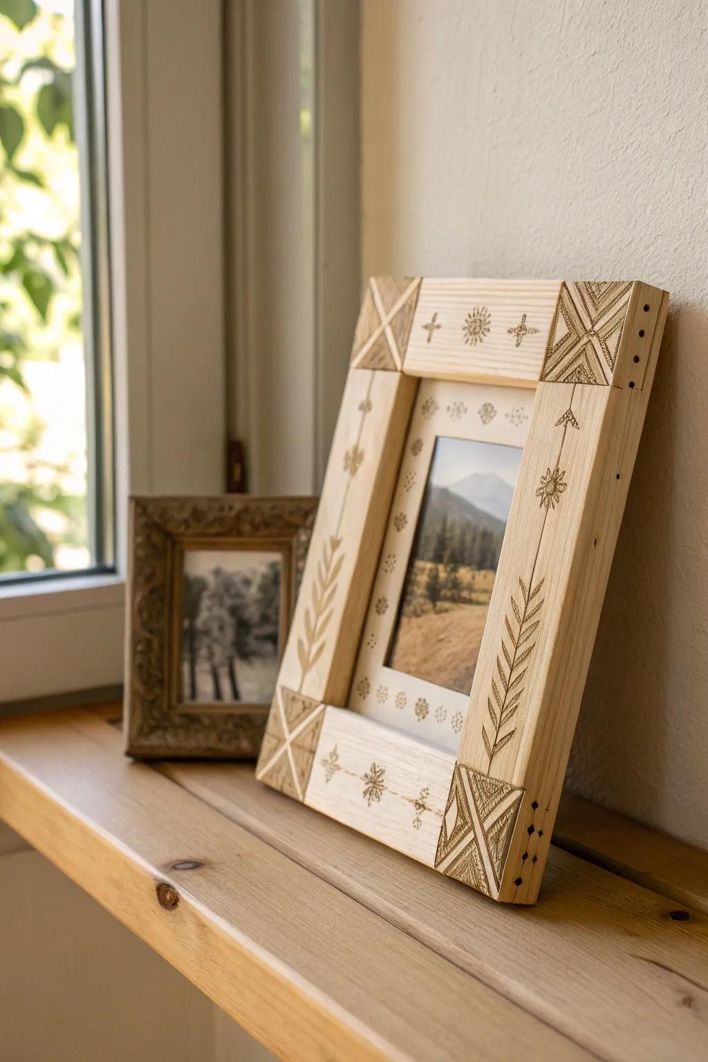 Embrace simplicity and sentiment with a handcrafted popsicle stick picture frame, perfect for showcasing cherished memories.