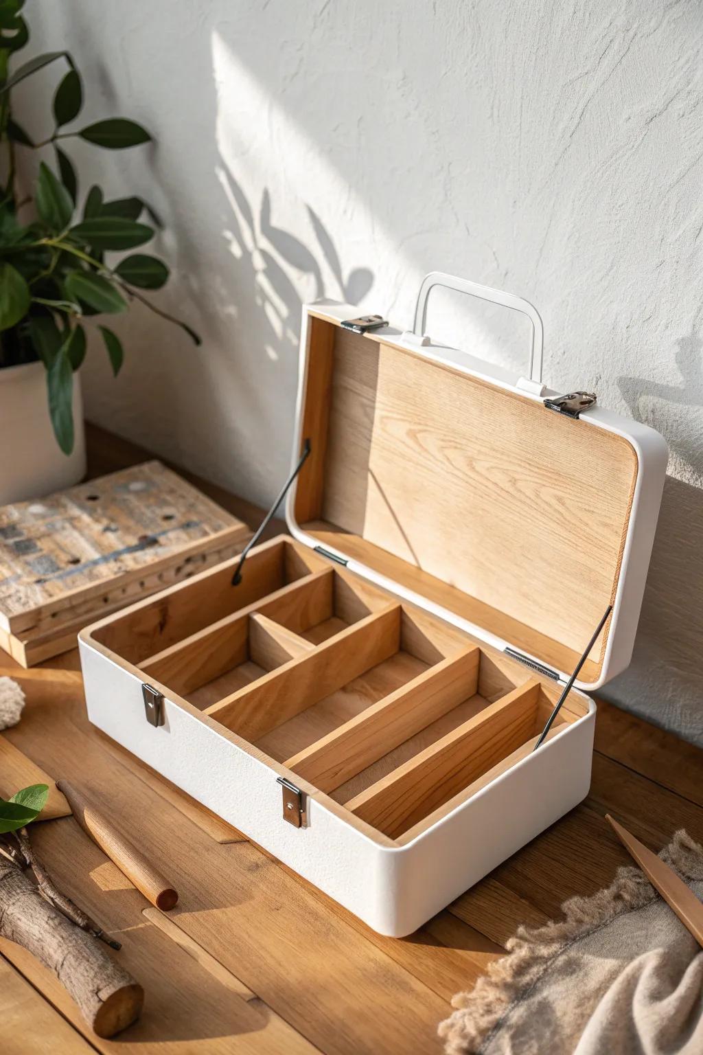 Removable dividers keep your toolbox bottom calm, tidy, and avalanche-free in small spaces.