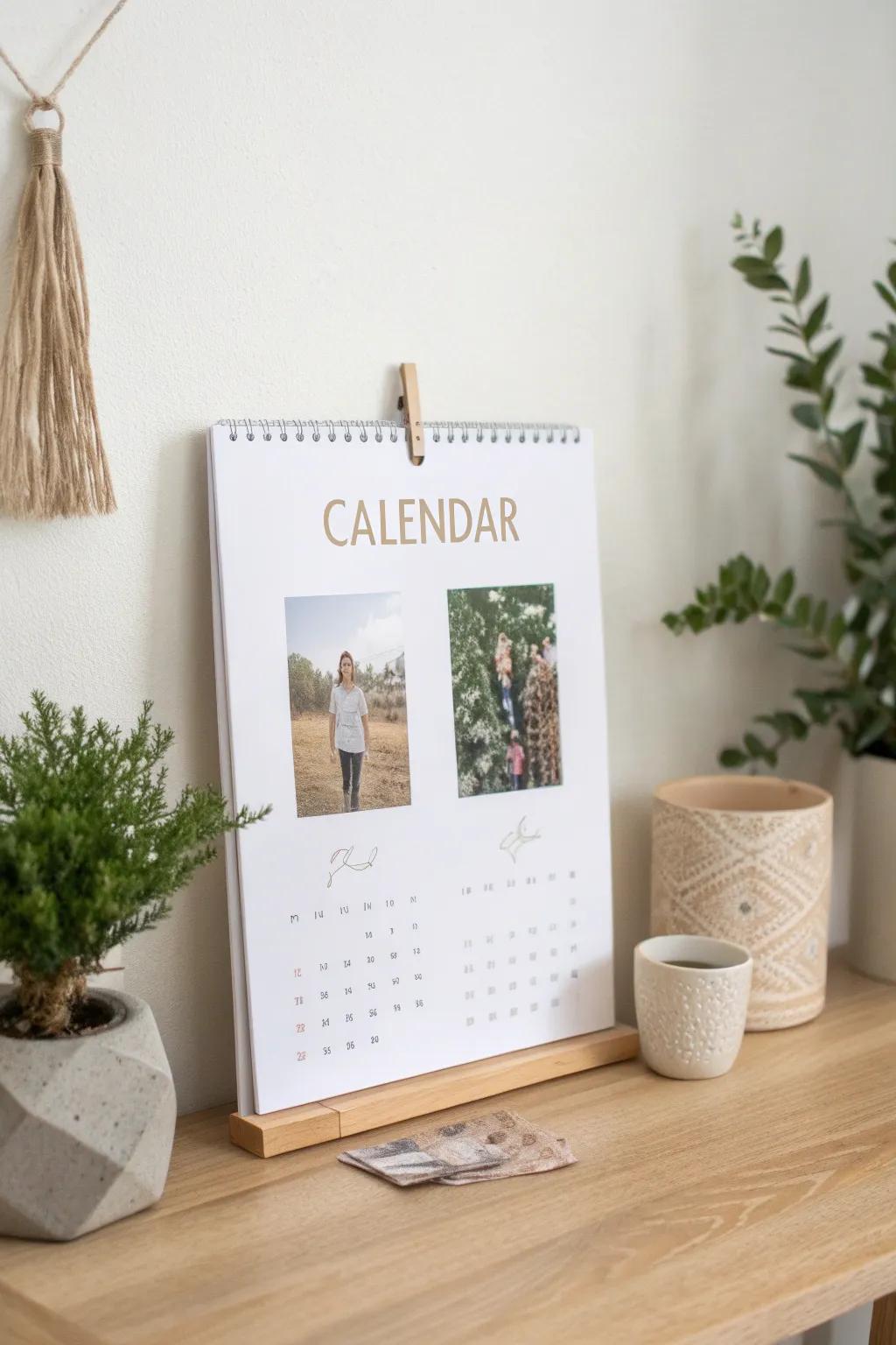 Capture memories in minimalist style with a DIY photo calendar that adds a touch of elegance to your space.