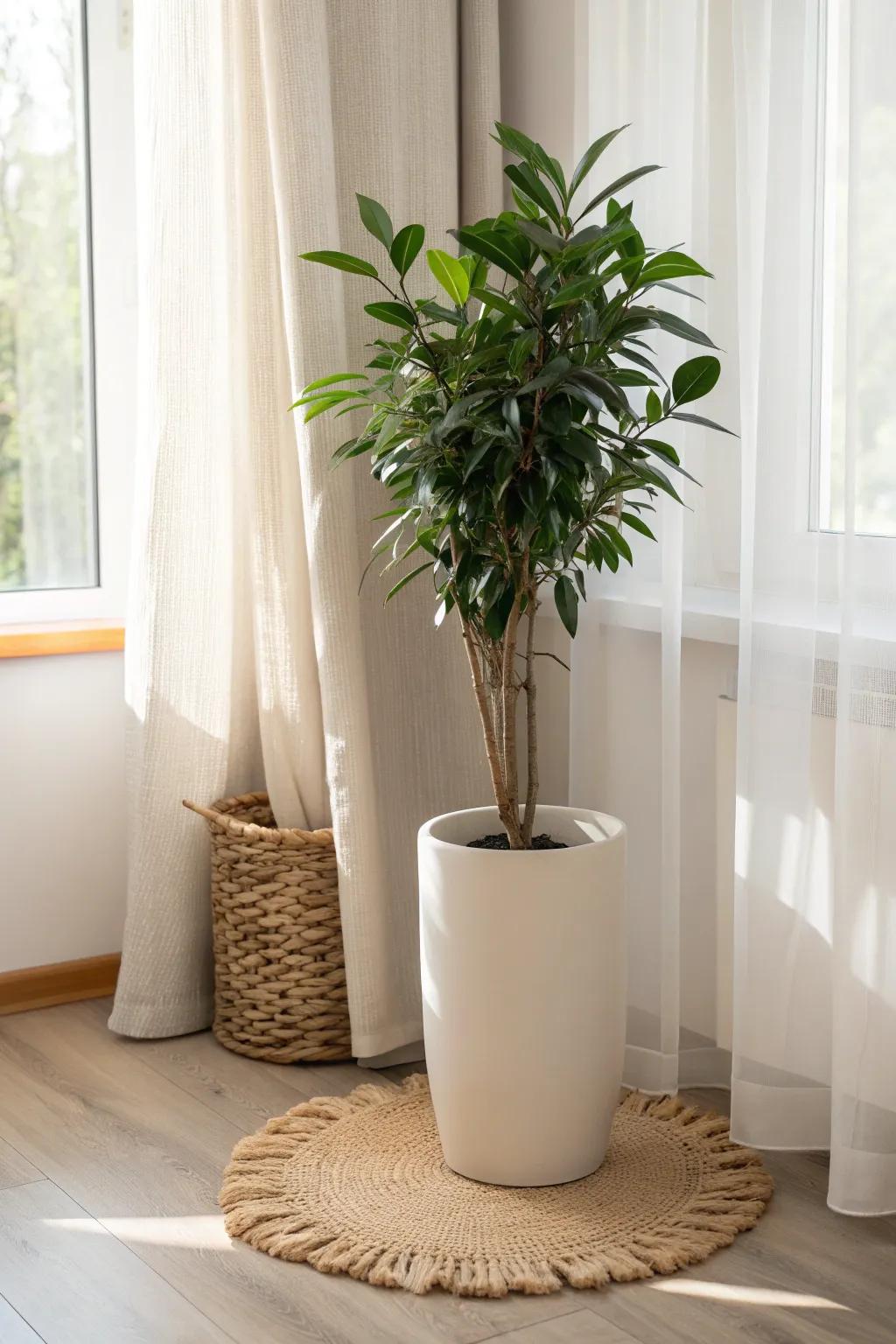 Clumping bamboo in a deep planter—minimal, lush, and perfect for fast small-space privacy.