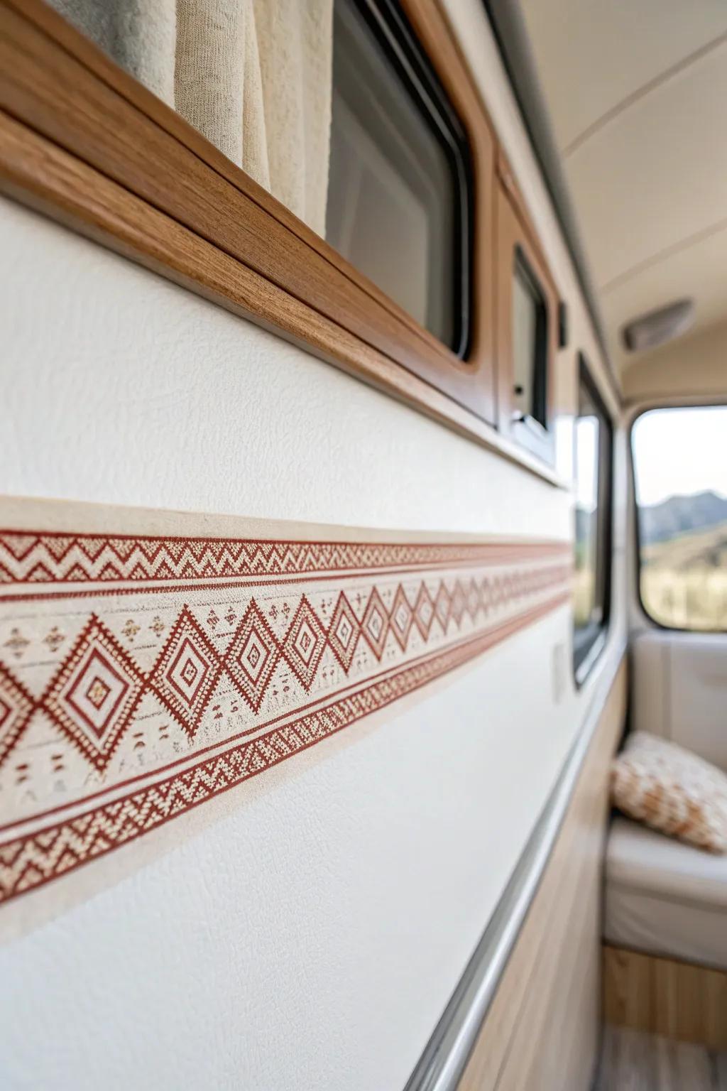 A removable wallpaper strip adds a mini accent wall moment—big impact, zero commitment.