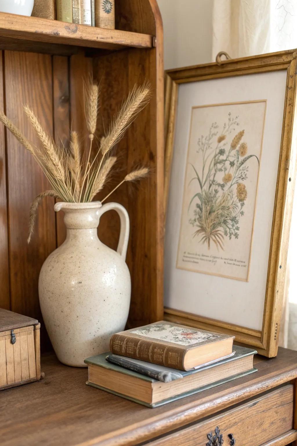 Layer shelves back to front—one bold backdrop, then mediums, then tiny treasures for charm.