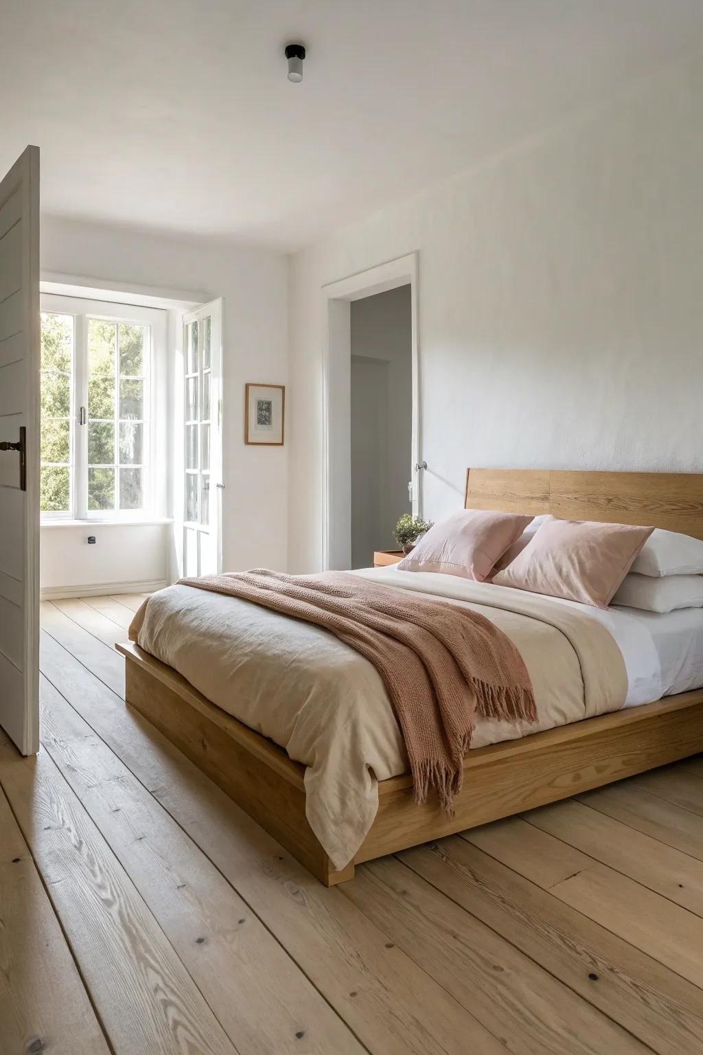 Place the bed on the longest wall for a clear walkway—small rooms instantly feel calmer.