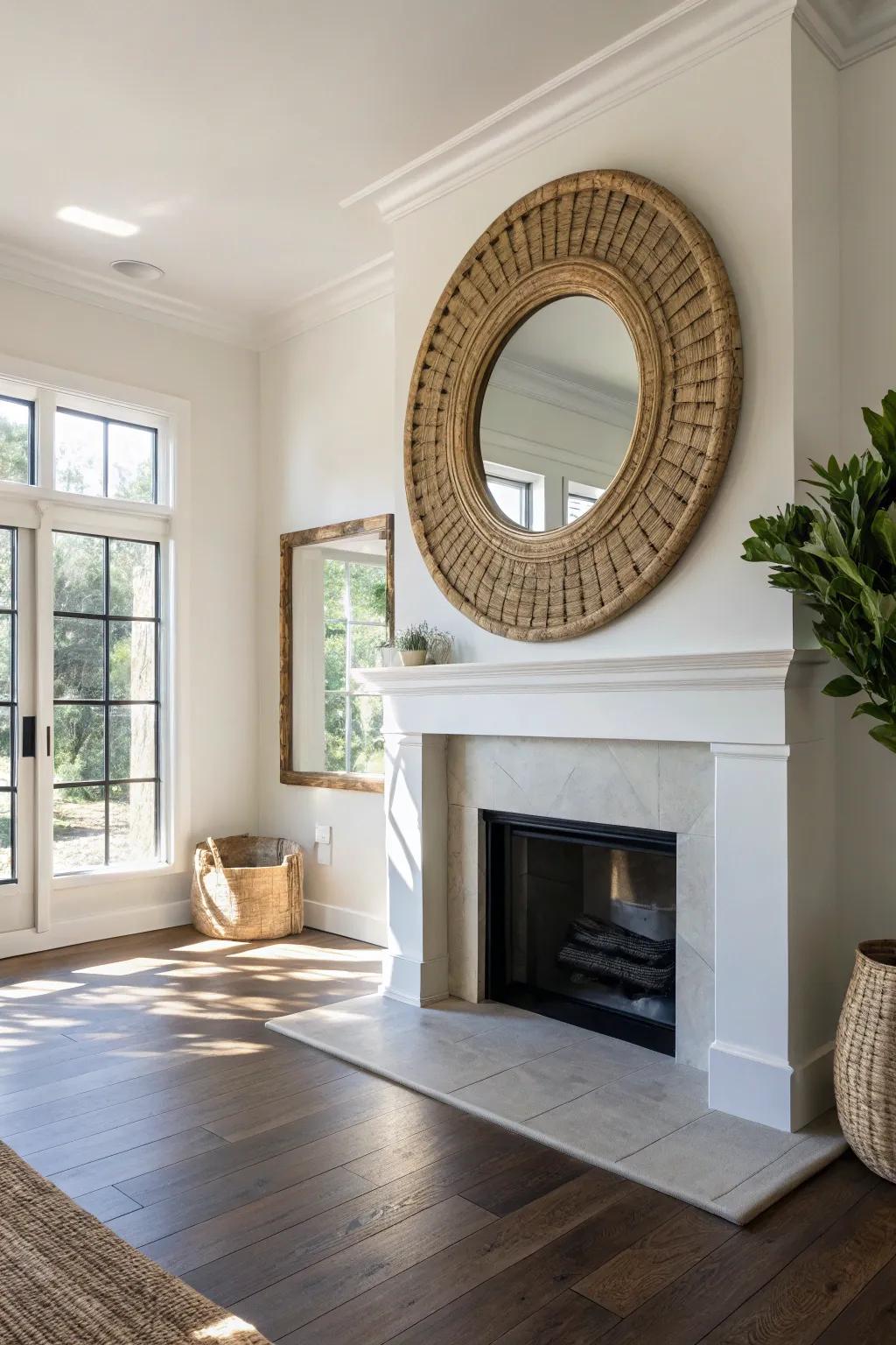 A single statement mirror creates a calm focal point and instantly elevates a small formal room.