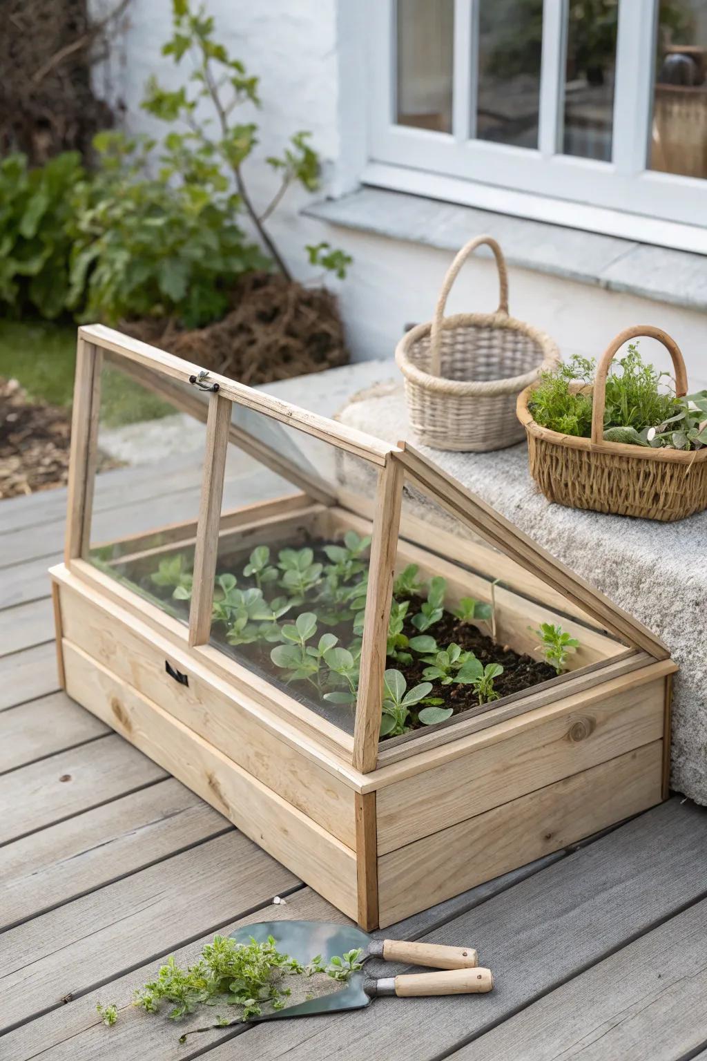 Cold frame on a raised bed—compact, tidy, and perfect for starting seeds early.