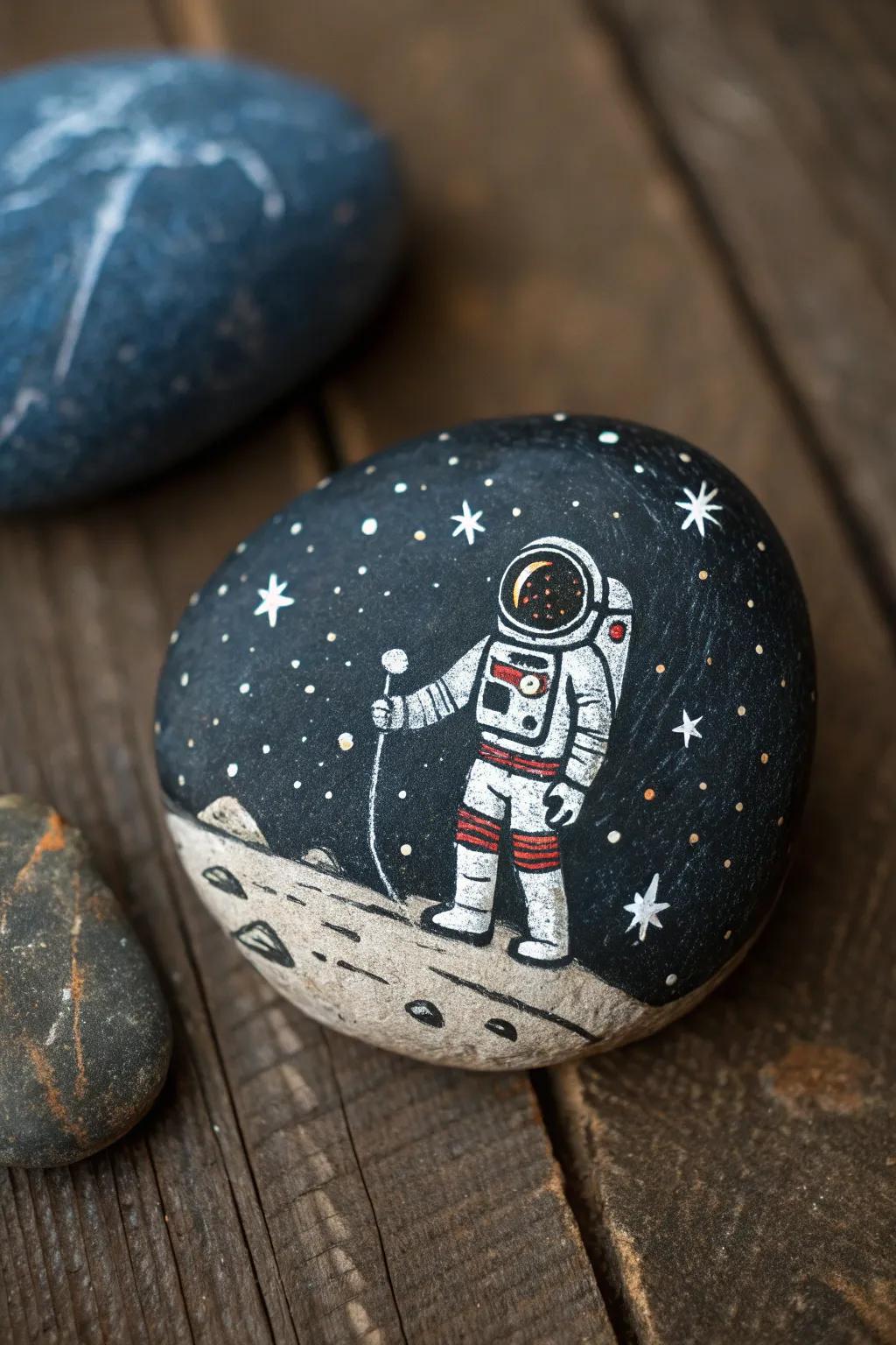 Embark on cosmic journeys from your backyard with handcrafted space rock art.