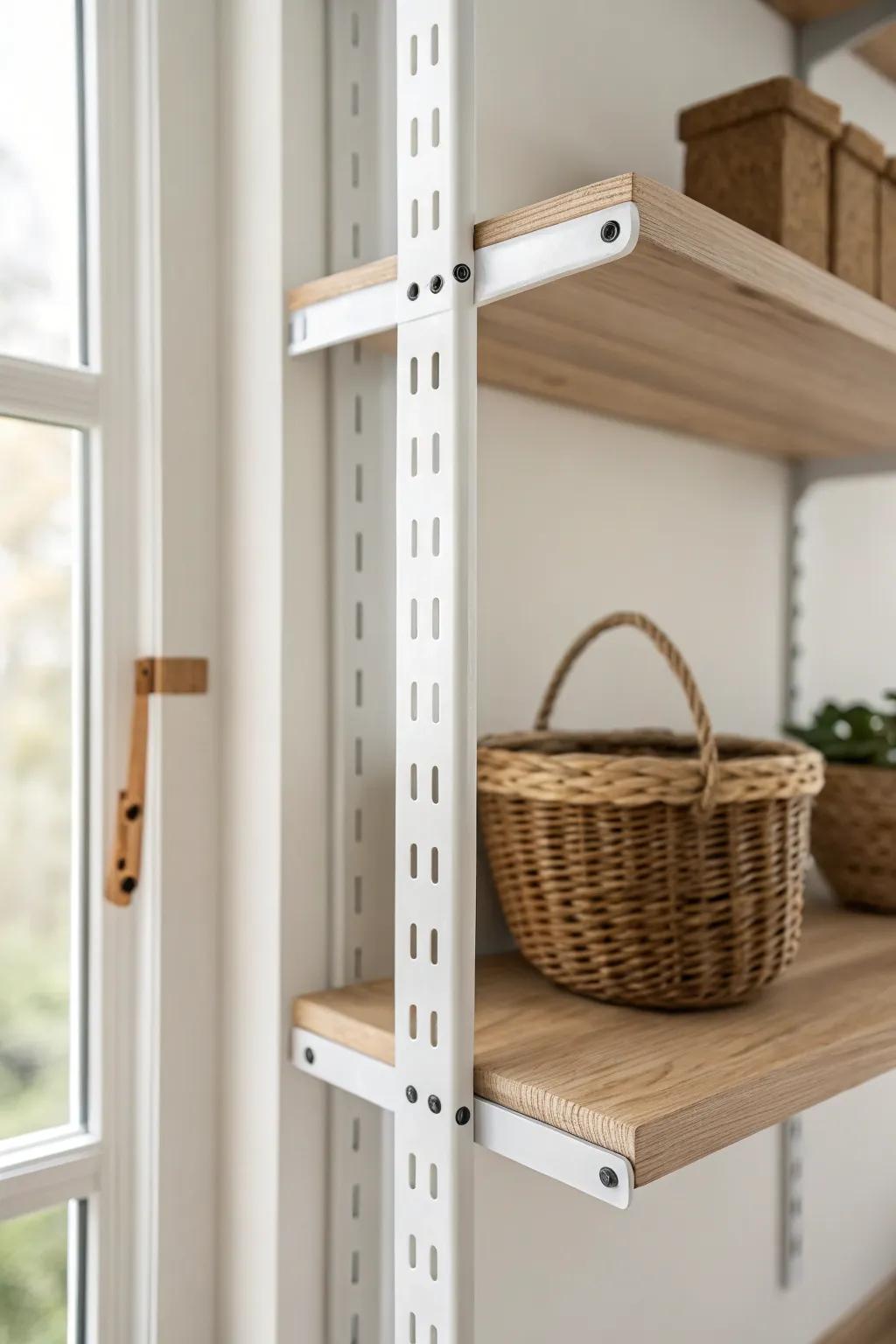 Adjustable shelf standards that flex with seasons—clean, minimal, and beautifully practical.