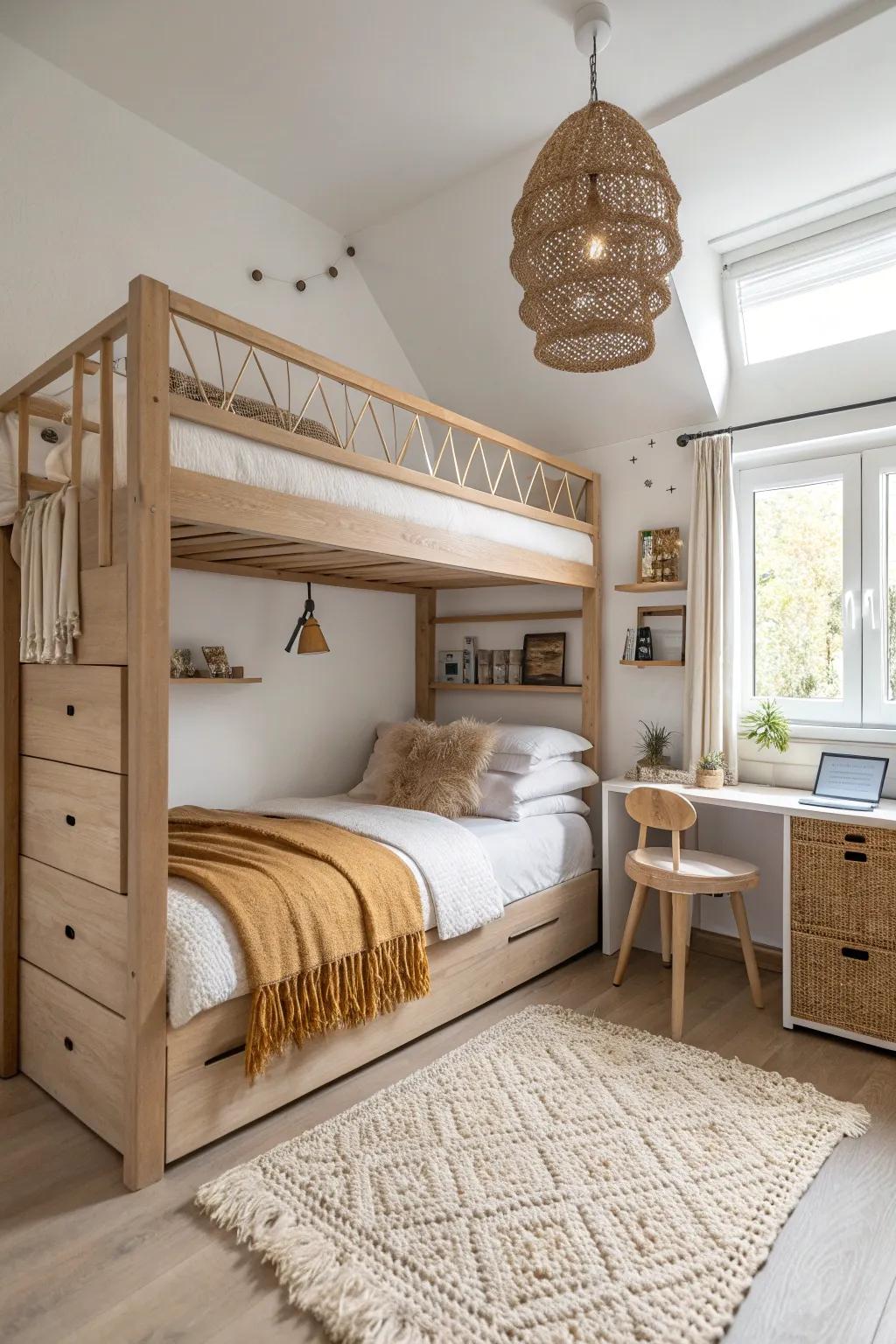 Loft bed layout: add a desk zone underneath and make a small teen room feel bigger.