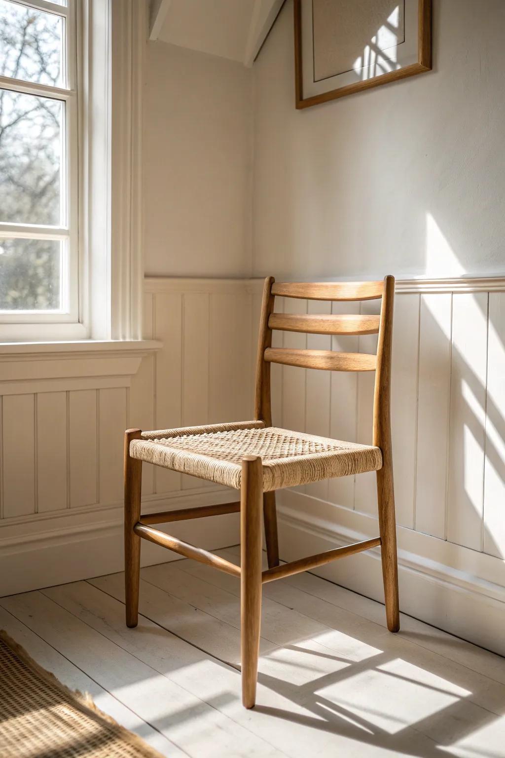 Light neutrals amplify daylight—choose creamy whites and pale woods to open up tiny rooms.