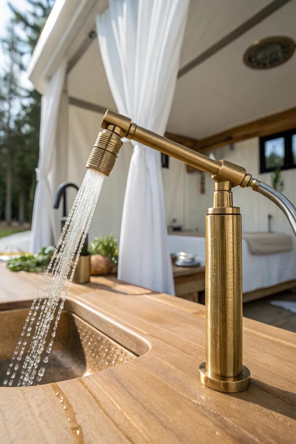 Turn your van’s sink sprayer into an outdoor shower—quick rinse, minimal setup, zero fuss.