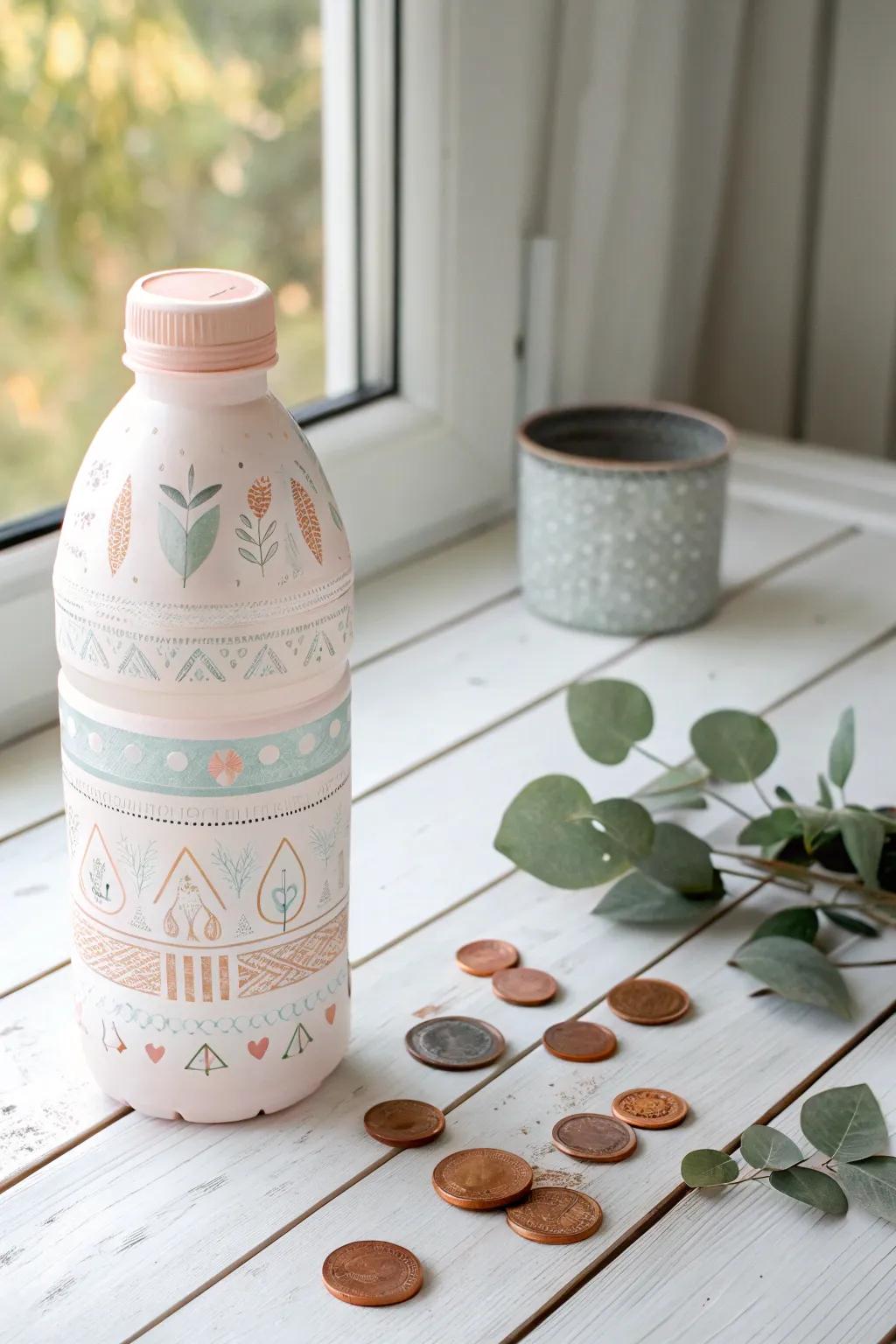 Transform your spare change into savings with this chic DIY water bottle piggy bank!