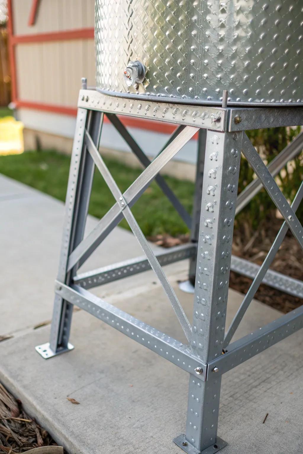 Sturdy and Stylish: Elevate your water heater with a galvanized metal stand that's built to last.