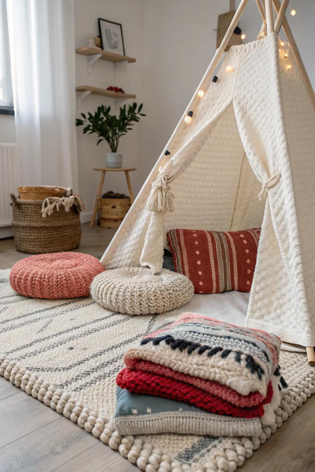 Embrace rugged comfort with layered textures and bold colors for your perfect cozy haven.