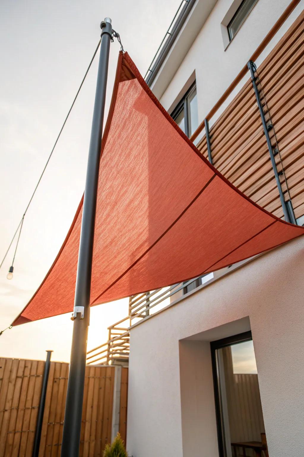 Triangle shade sail: renter-friendly balcony shade that feels like an outdoor room in minutes.
