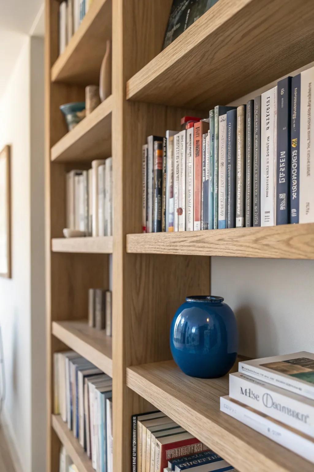 Group books by size for cleaner shelf lines—one quick reset that makes spaces feel calm.
