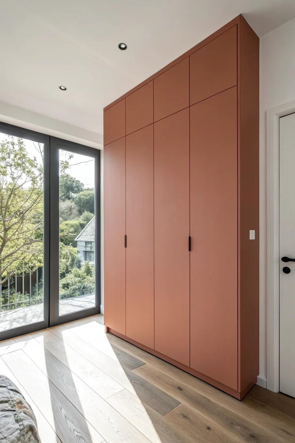 Slab-front built-ins read like a calm wall—clean lines that make small rooms feel bigger.