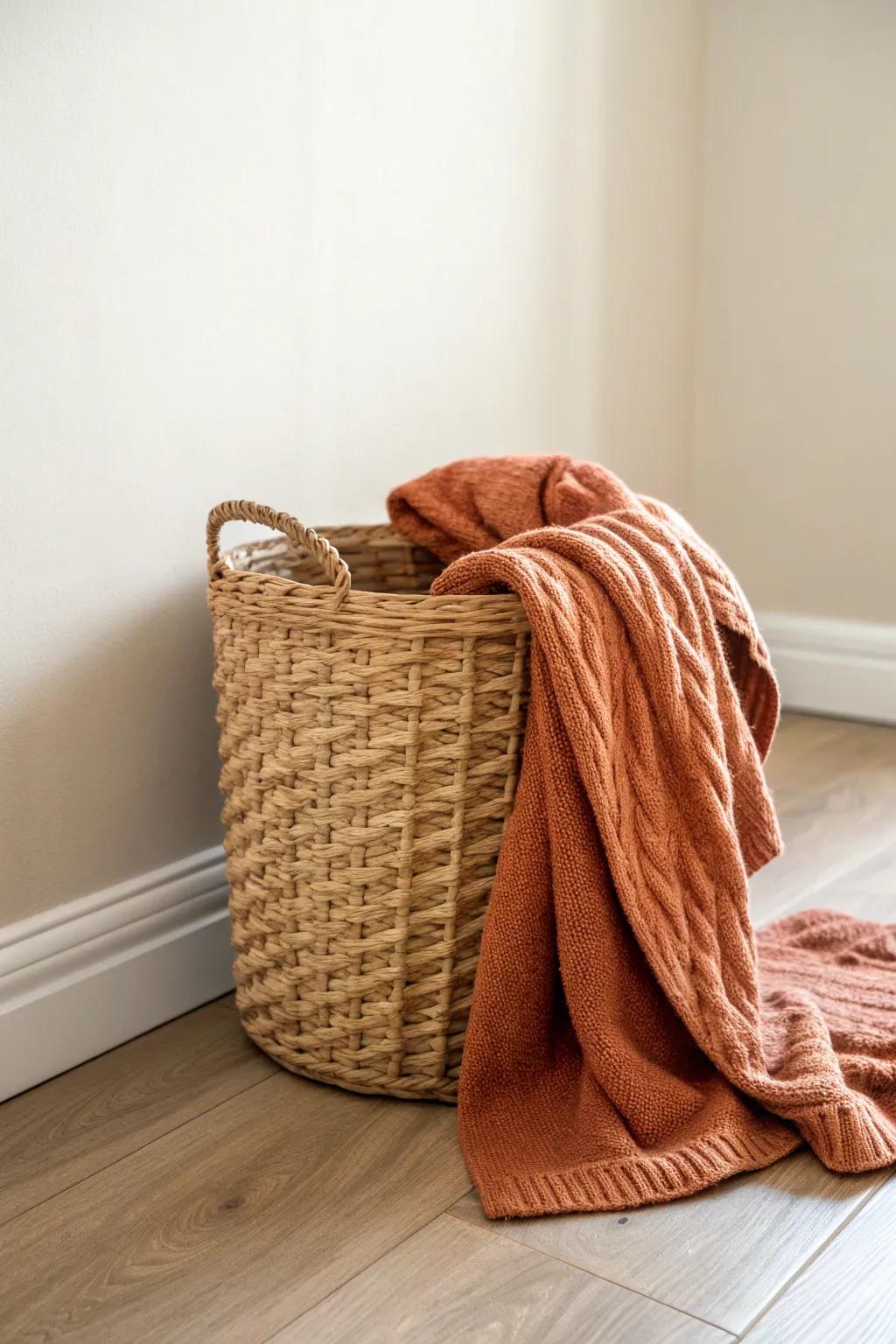 A grab-and-go blanket basket keeps your calming corner tidy, cozy, and always ready.