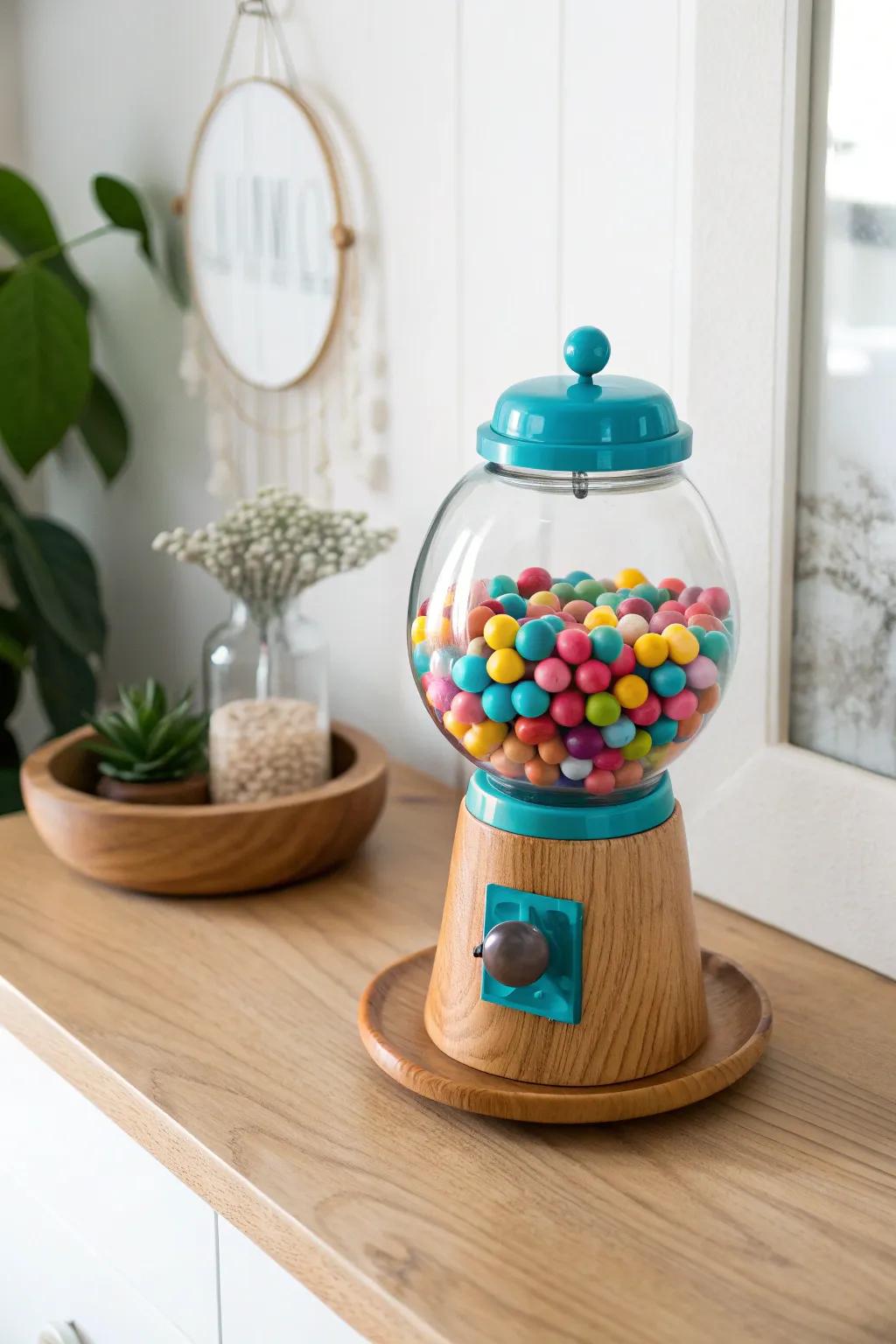 Add a pop of color to your decor with this charming DIY gumball machine!