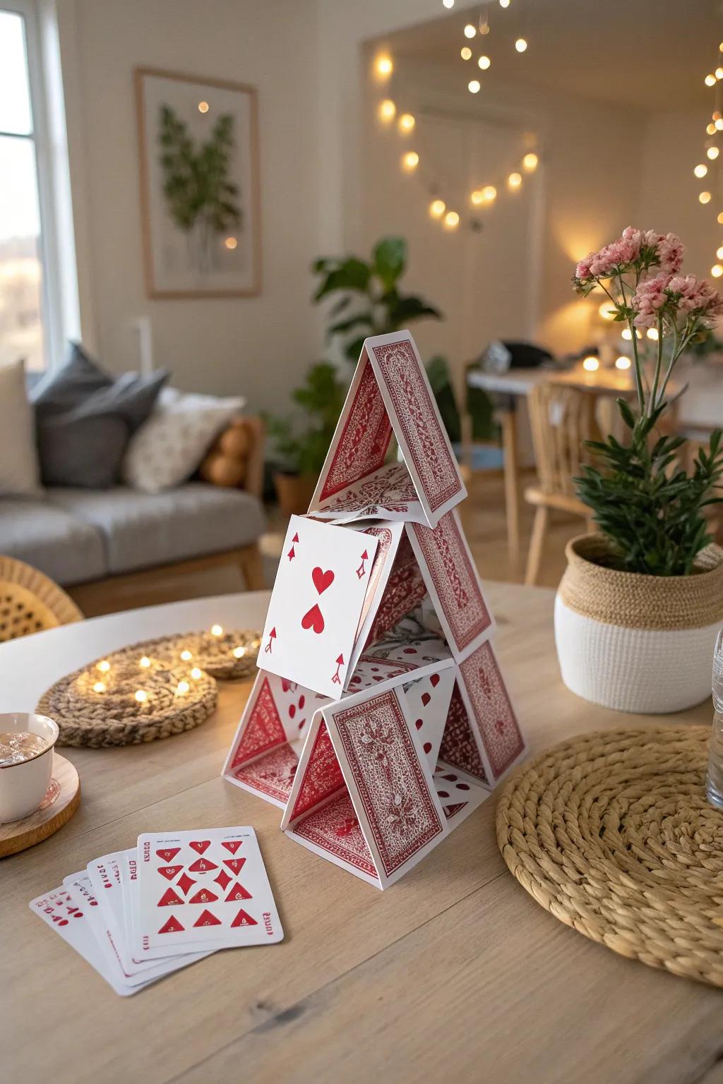 Craft your way to a stunning card party centerpiece with a touch of minimalist elegance and bold creativity!