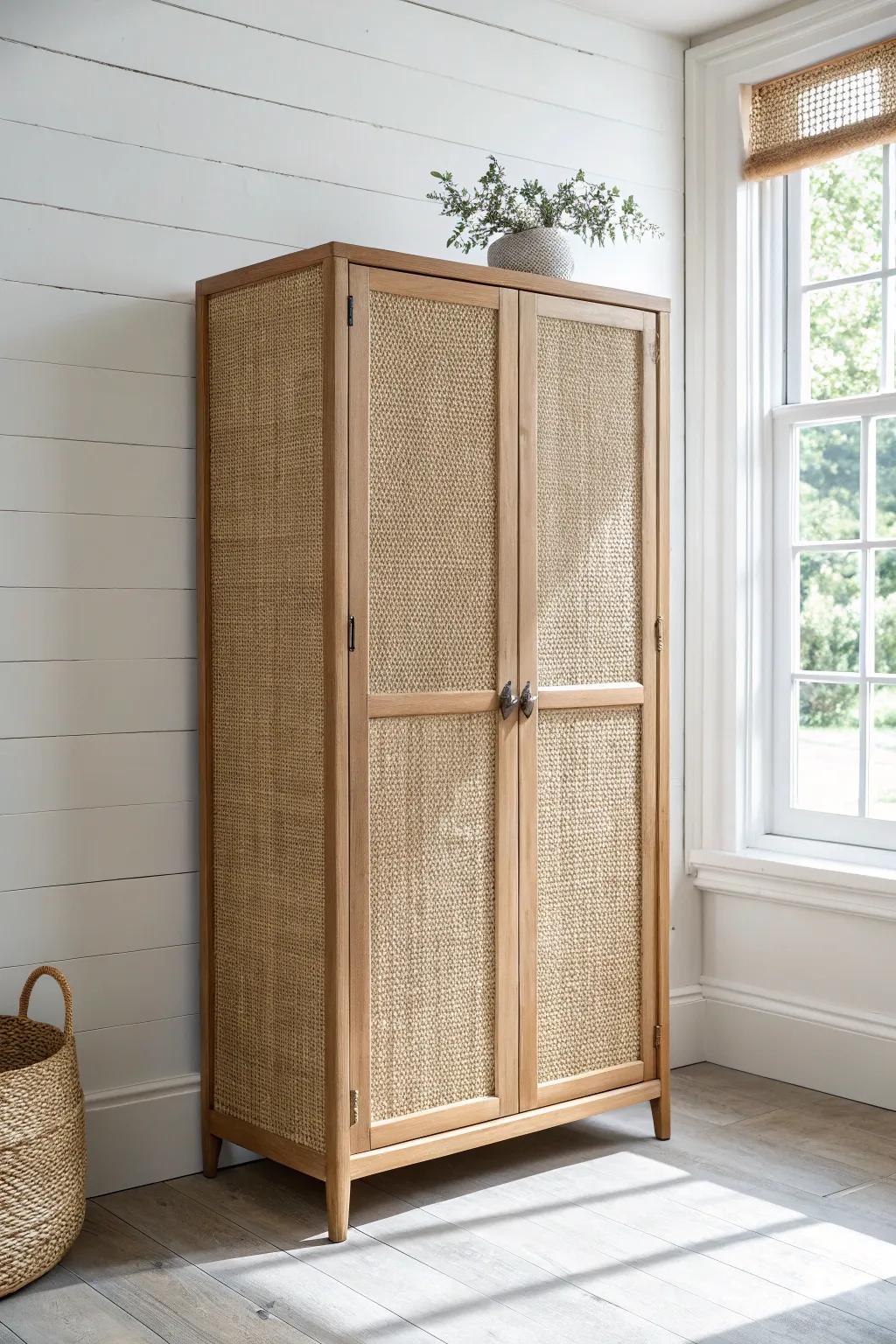 Closed-door storage keeps small utility rooms serene—stash supplies out of sight, in style.