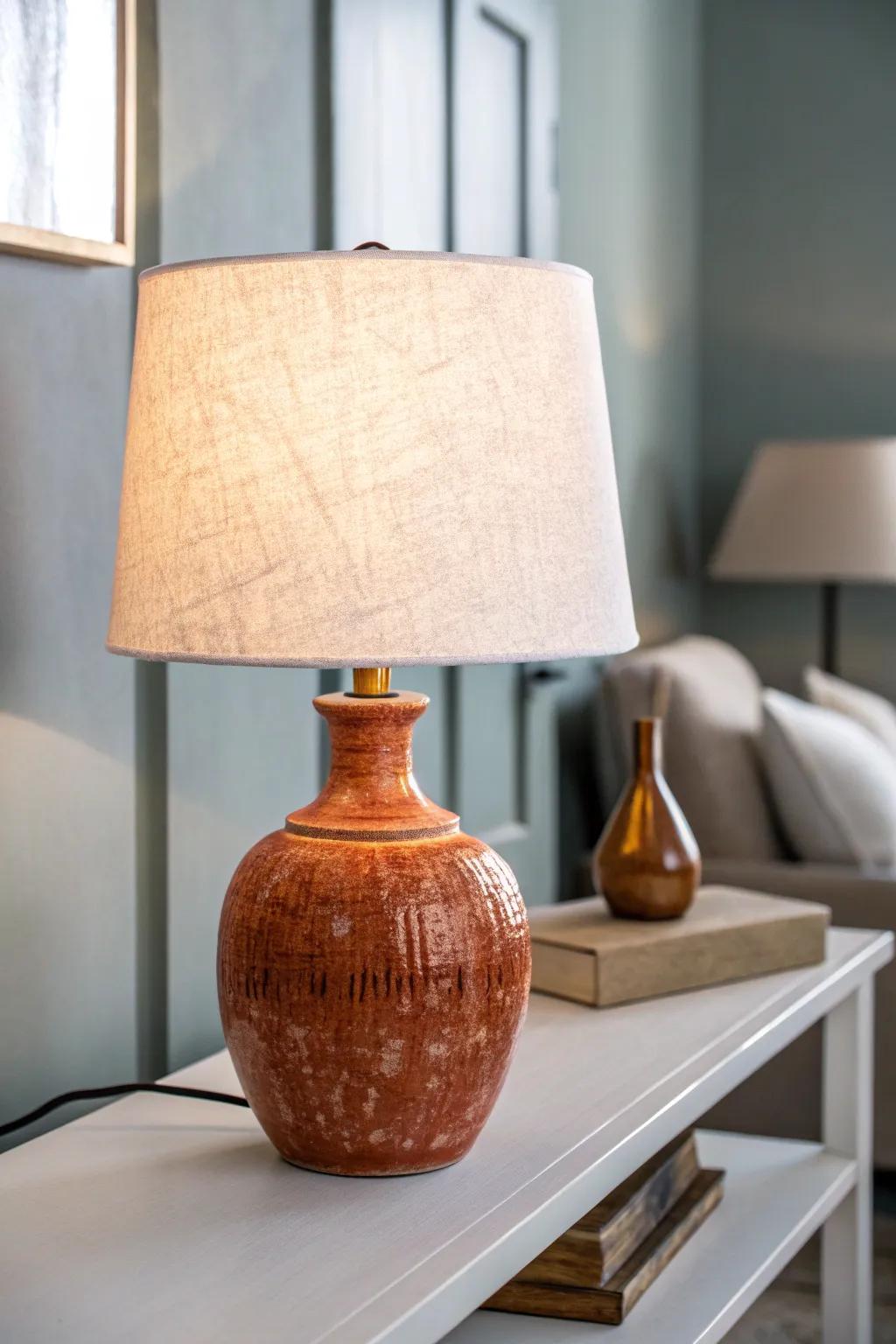 Swap harsh dorm lights for a warm mini lamp—instant cozy, calm vibes on a tiny desk.