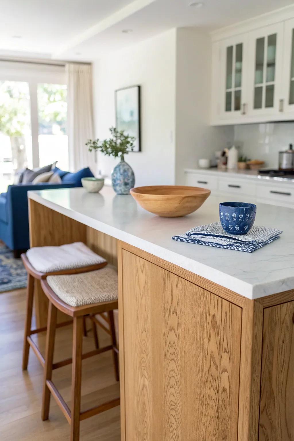 A sleek oak peninsula that divides your condo kitchen—without blocking light or flow.