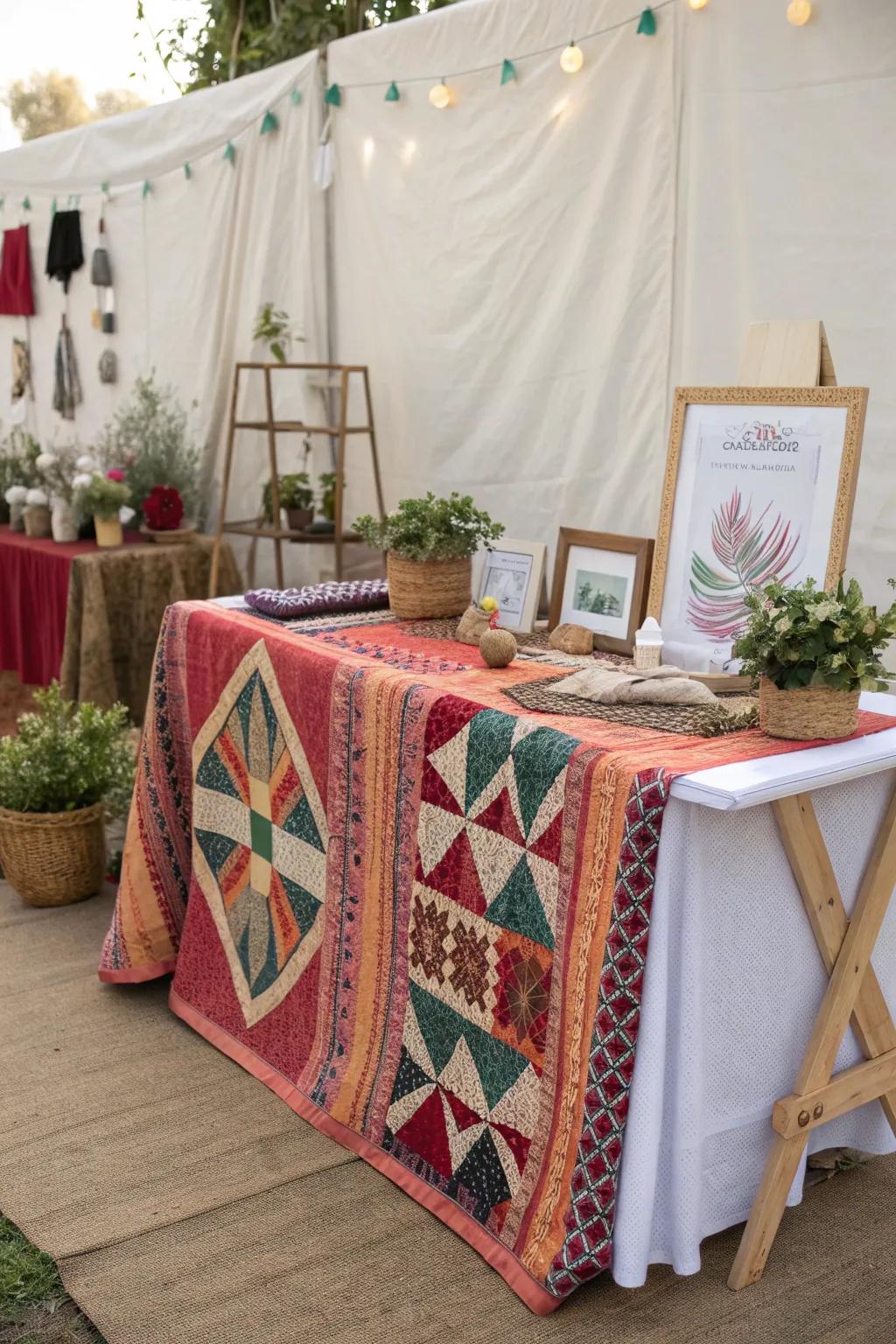 Transform your craft fair setup with a vibrant DIY table cover that speaks to your brand's unique style!