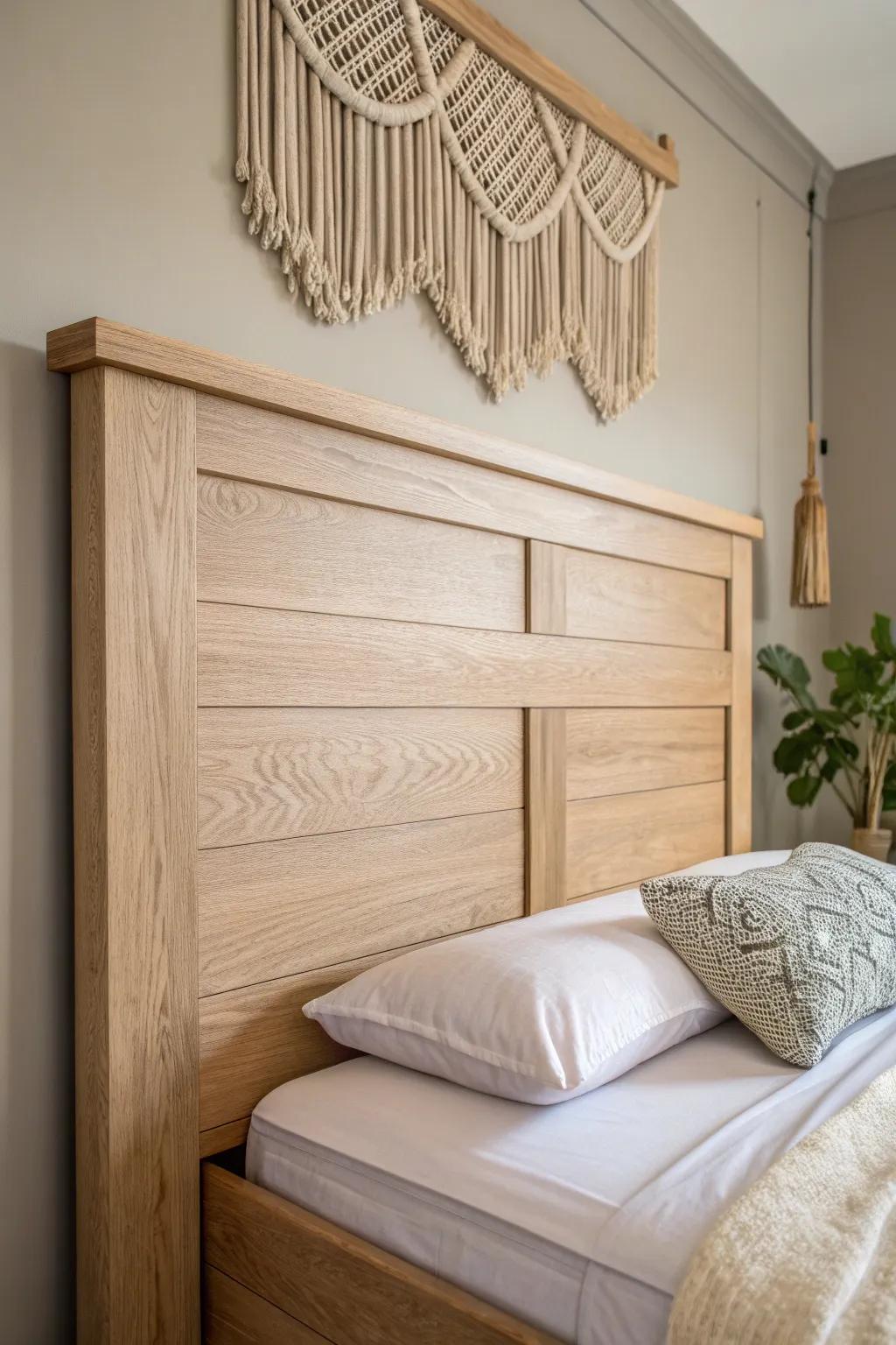 Transform your bedroom into a sanctuary of minimalist modern vibes with this custom wooden headboard.