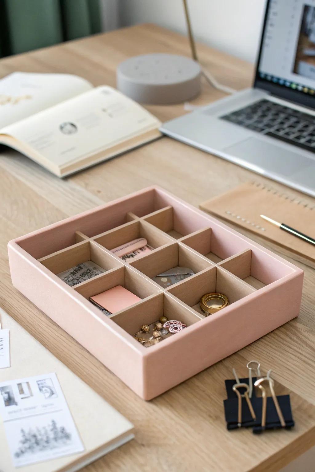 Turn a shoebox into a chic compartment tray—minimal, boho‑warm, and brilliantly organized.